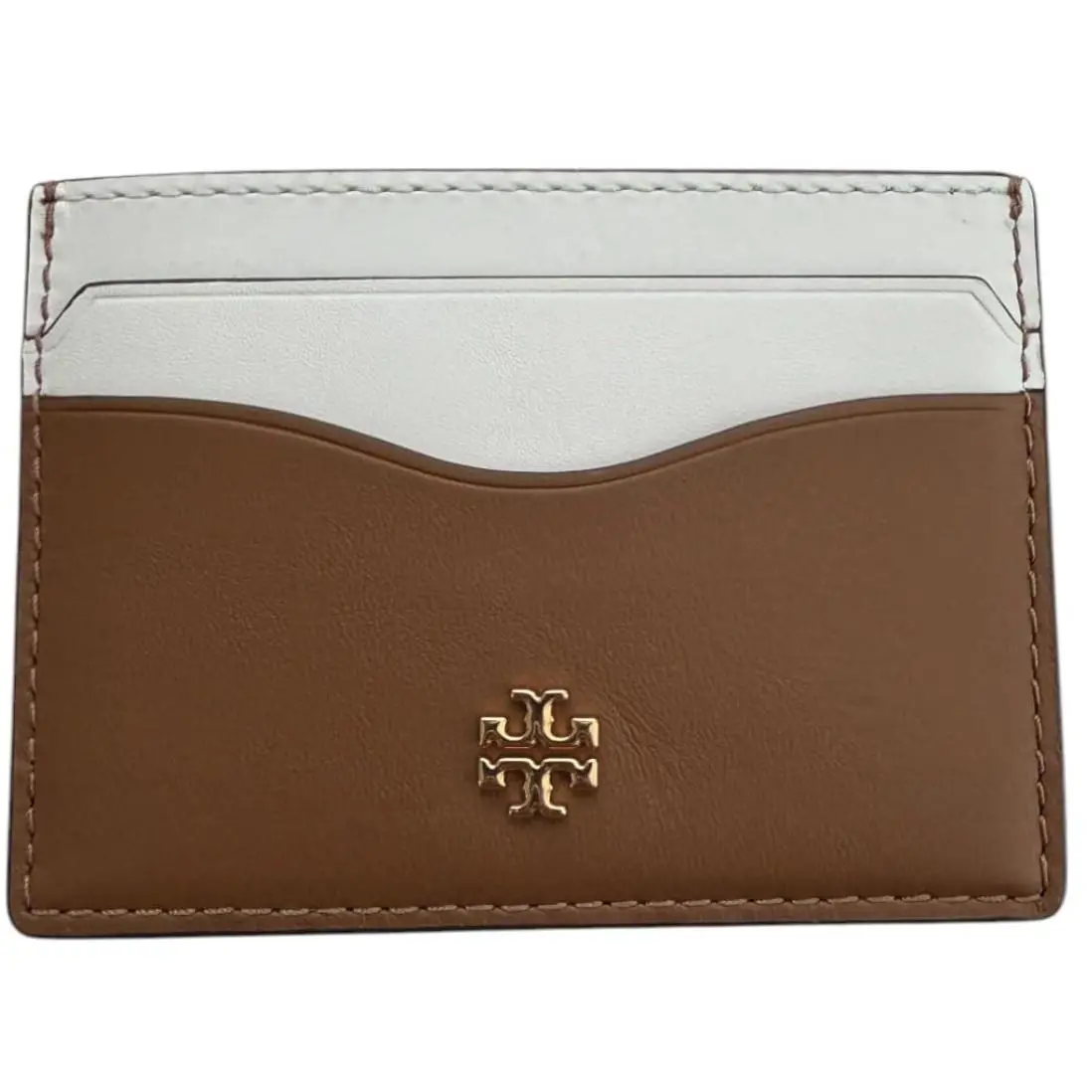 Tory Burch Women`s Emerson Soft Colorblock Slim Card Case Optic White/moose