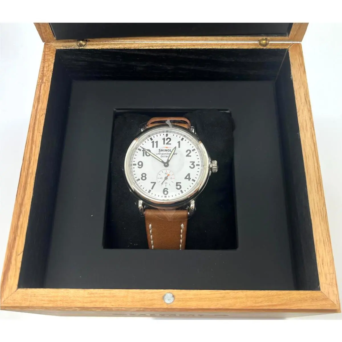 Shinola Runwell 41mm White Dial Leather Strap Watch S0120200629