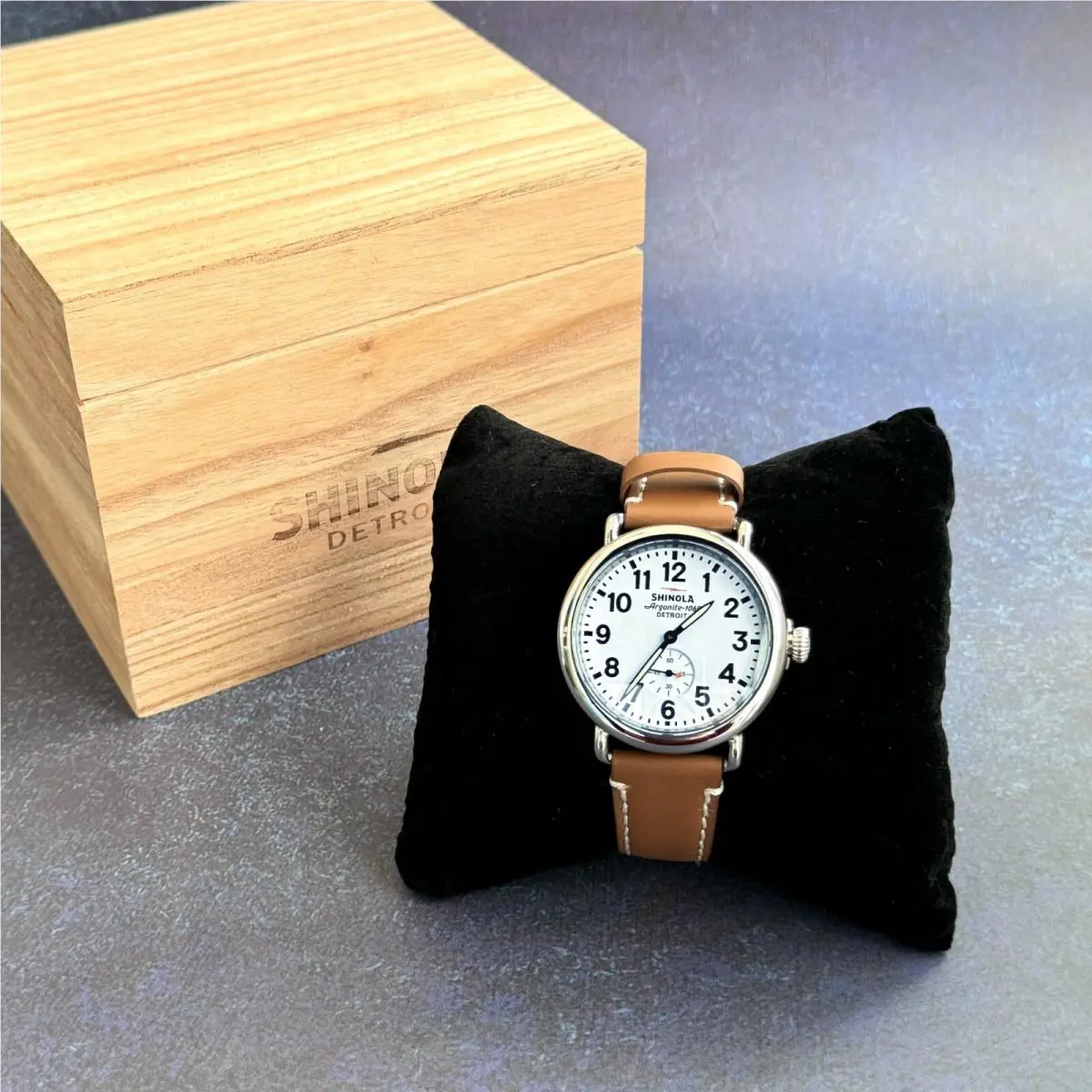 Shinola The Runwell Classic White Dial with Brown Leather Strap Mens Watch 47MM