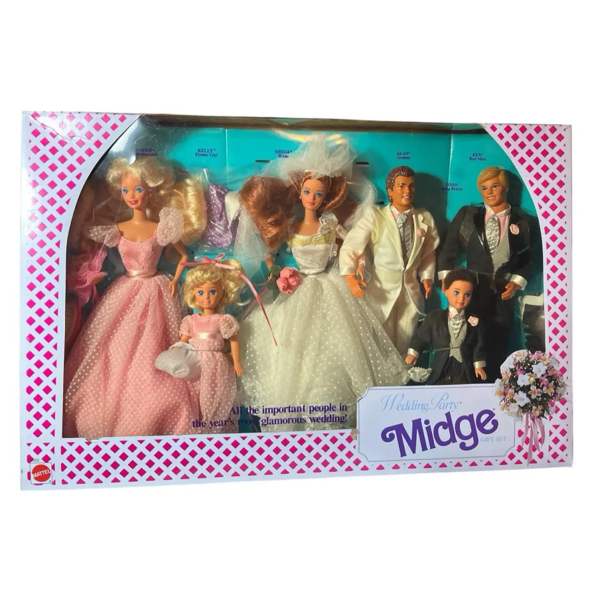 Midge`s Wedding Party 6 Doll Gift Set Midge Alan Barbie Ken Kelly Todd Vtg