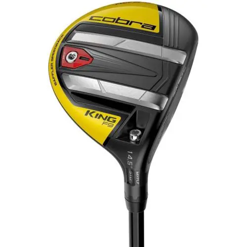 LH Cobra King F9 Yellow/black 14.5 Degree 3 Wood Atmos 7S Reg W/headcover - Black, Yellow