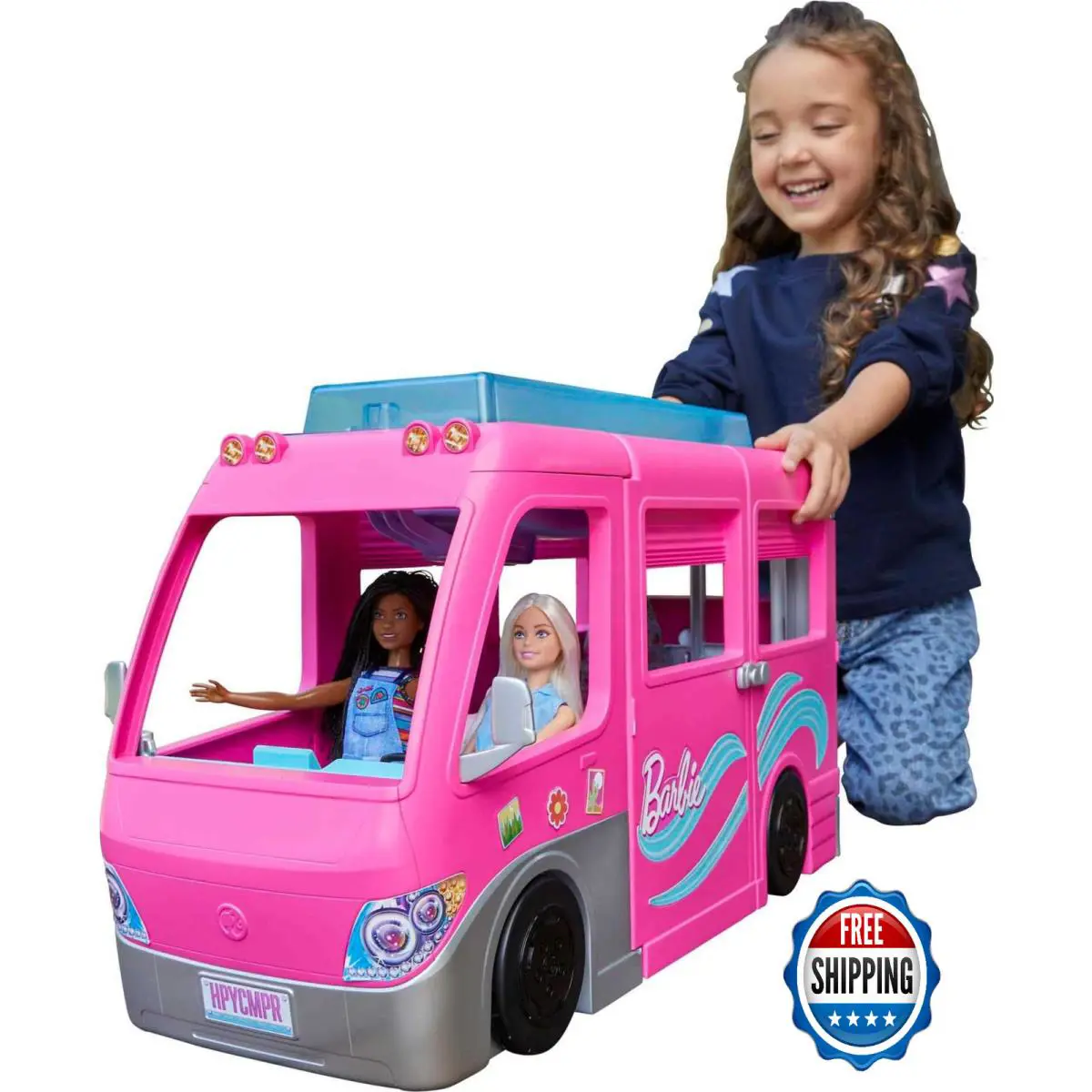 Barbie Dream Camper Doll Playset 60 Acc. 30in Slide 7 Play Areas