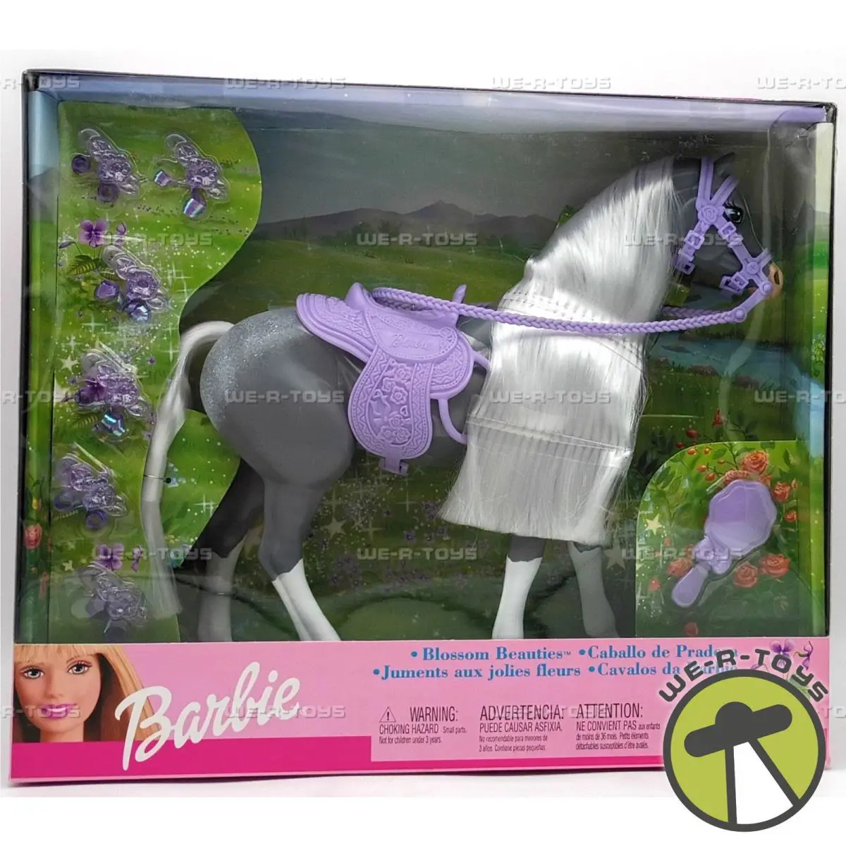 Blossom Beauties Barbie Gray Horse and Purple Accessories 2002 Mattel 67019