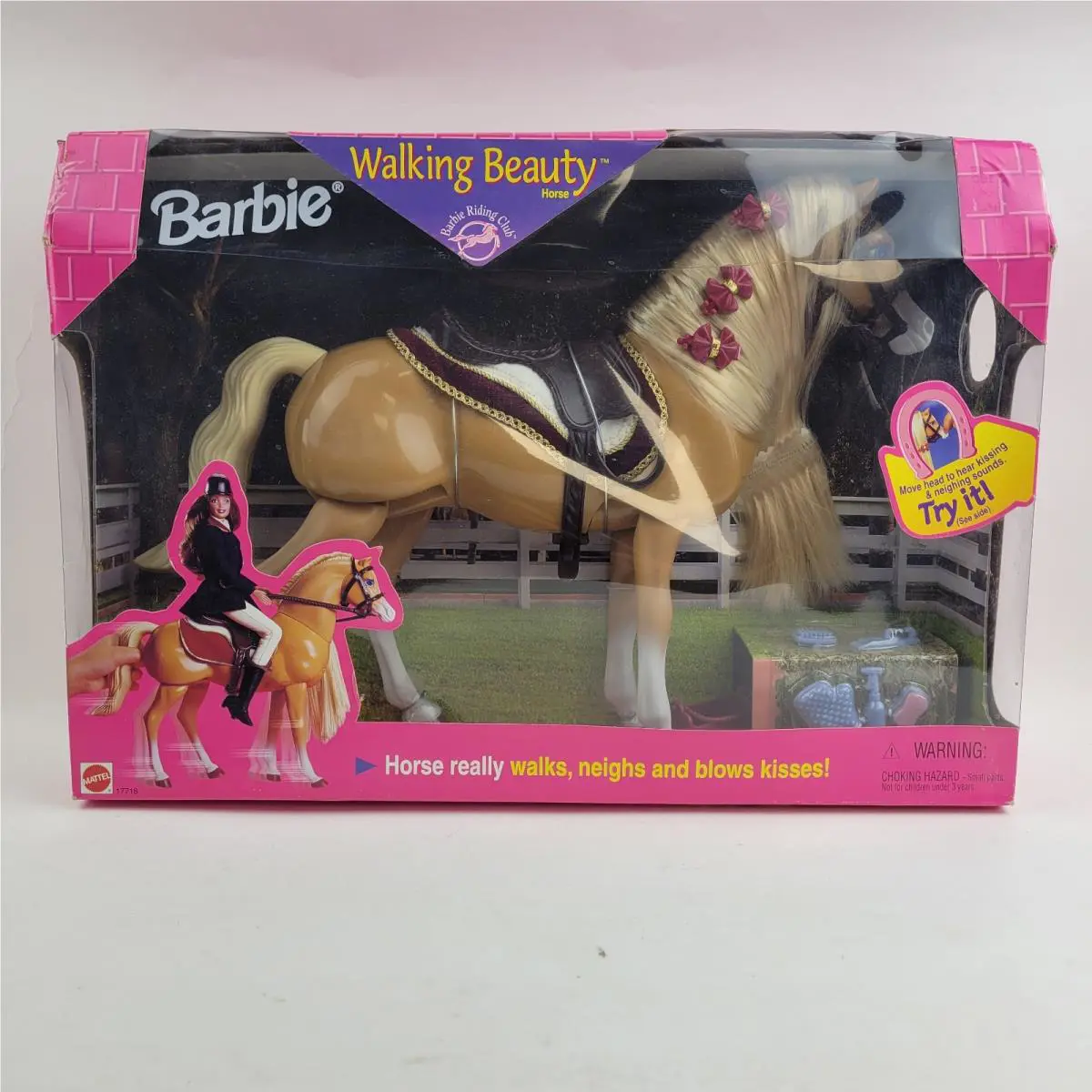 1998 Barbie Walking Beauty Horse Really Walks KB Toys Barbie Riding Rare Vintage