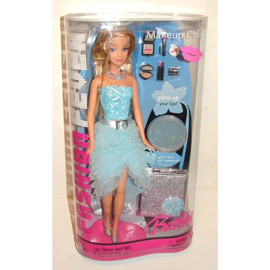 2005 Barbie Fashion Fever Makeup Chic Baby Blue Dress J4182 Rare