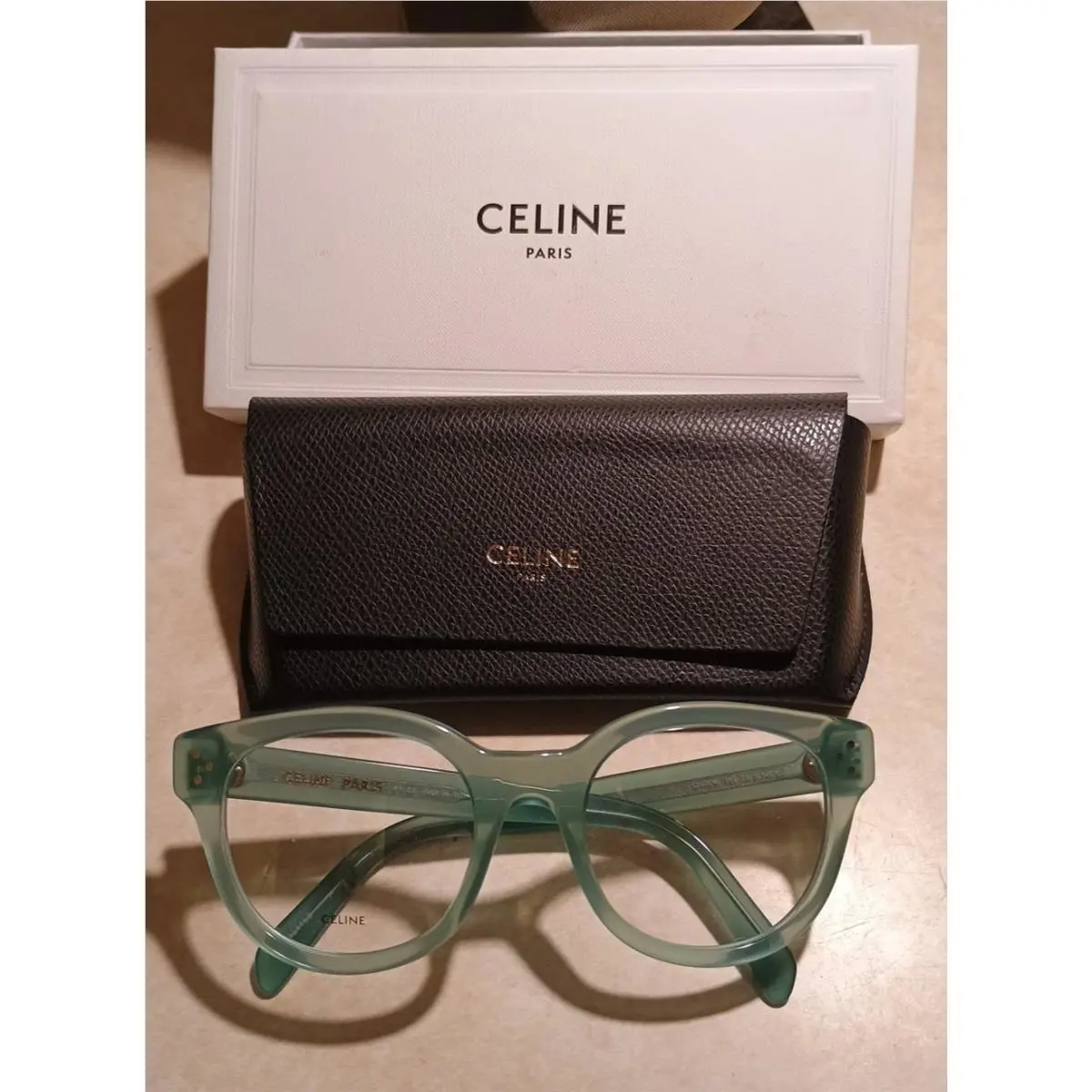 Celine Paris 3 Dots CL501091 095 Seafoam Green Eye Glasses 53-21