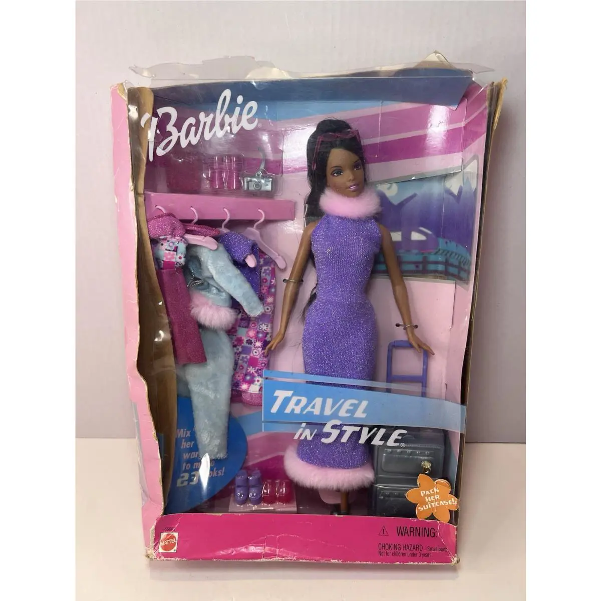 Vtg Mattel 2001 Barbie Travel In Style Doll w/ Outfits Rare - Brunette 55669