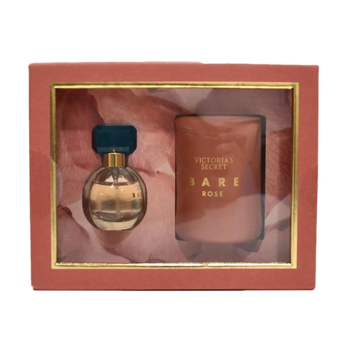 Victoria`s Secret Bare Rose Mini Perfume Candle Gift Set Eau De Parfum Edp - Pink