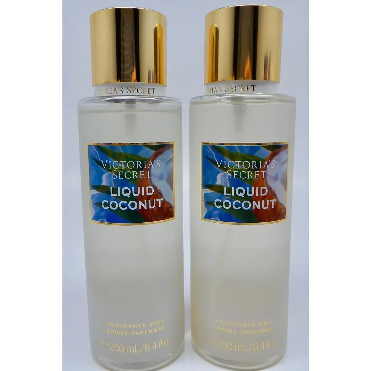 2 Victoria`s Secret Liquid Coconut Fragrance Parfumee Body Mist Spray 8.4oz