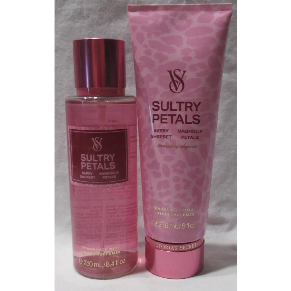 Victoria`s Secret Fragrance Mist Lotion Set Lot of 2 Sultry Petals