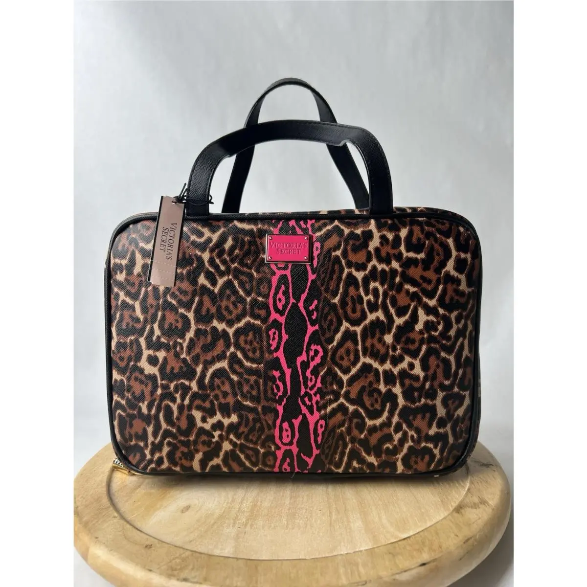Victoria’s Secret Leopard Hanging Train Case Cosmetic Makeup Travel Bag