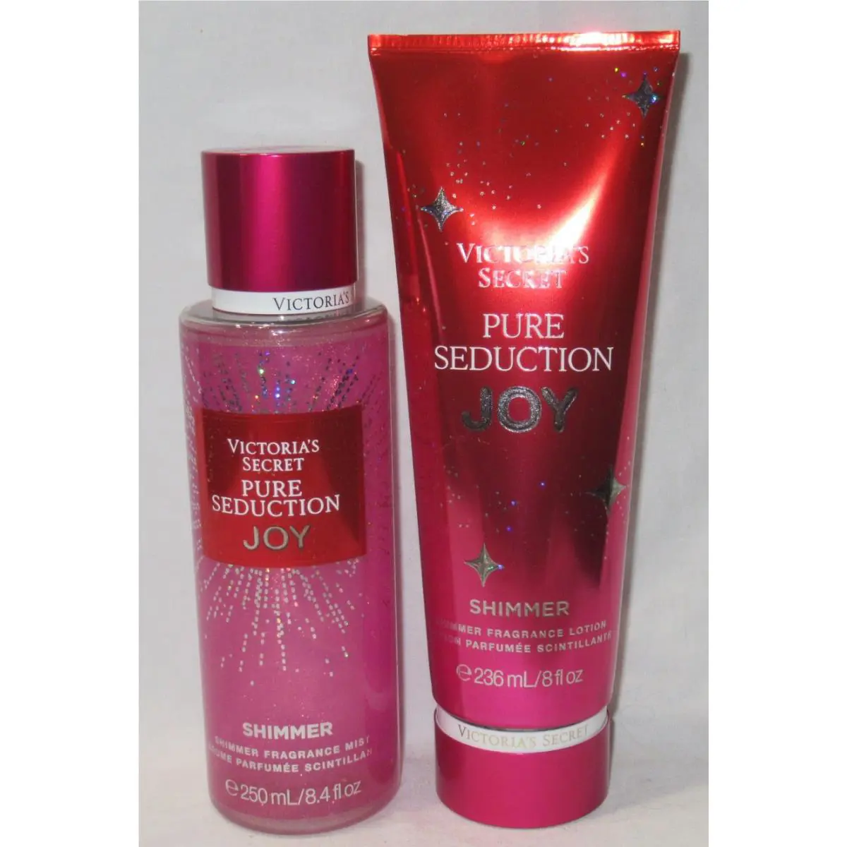Victoria`s Secret Shimmer Fragrance Mist Lotion Set Lot 2 Pure Seduction Joy
