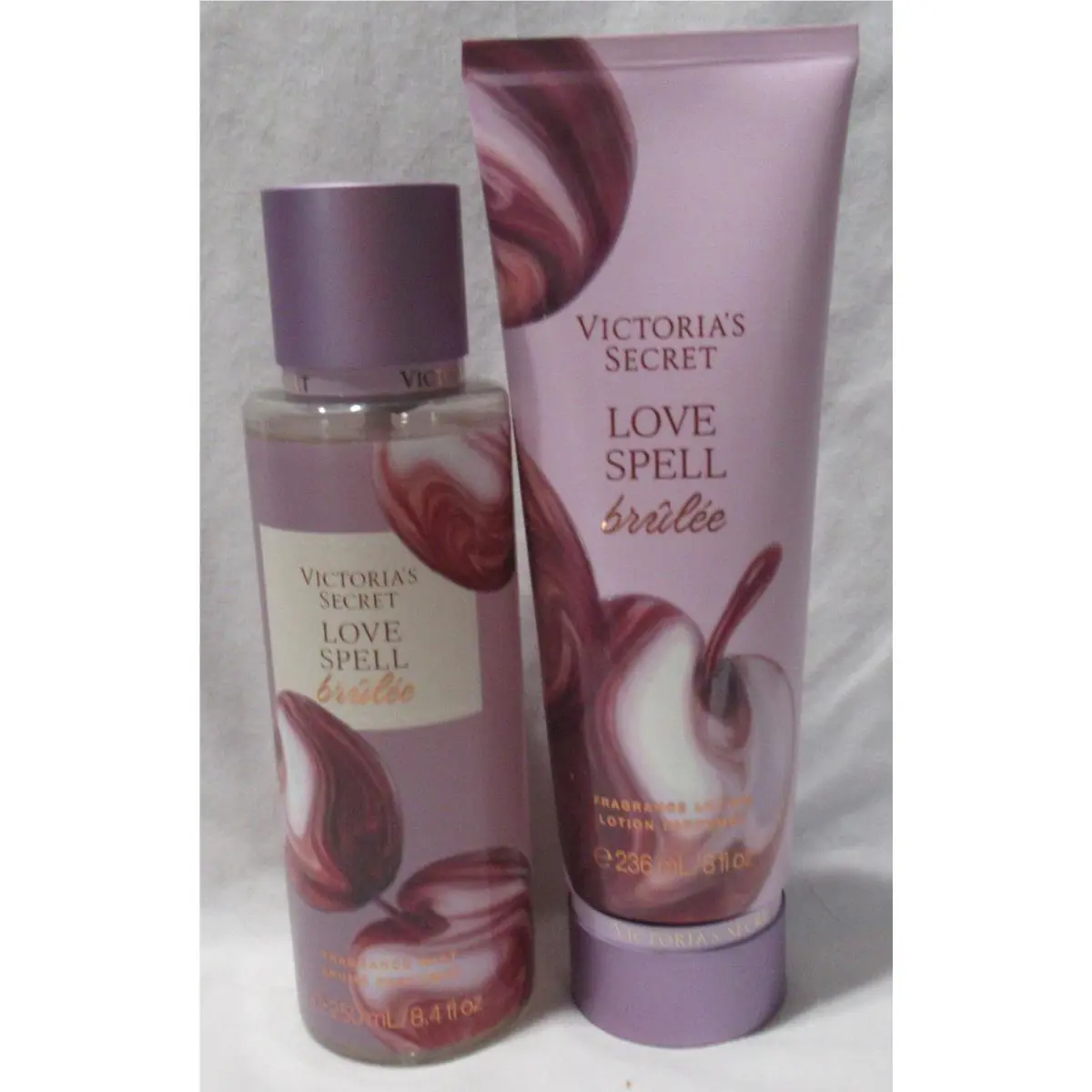 Victoria`s Secret Fragrance Mist Lotion Lot Set of 2 Love Spell Brulee