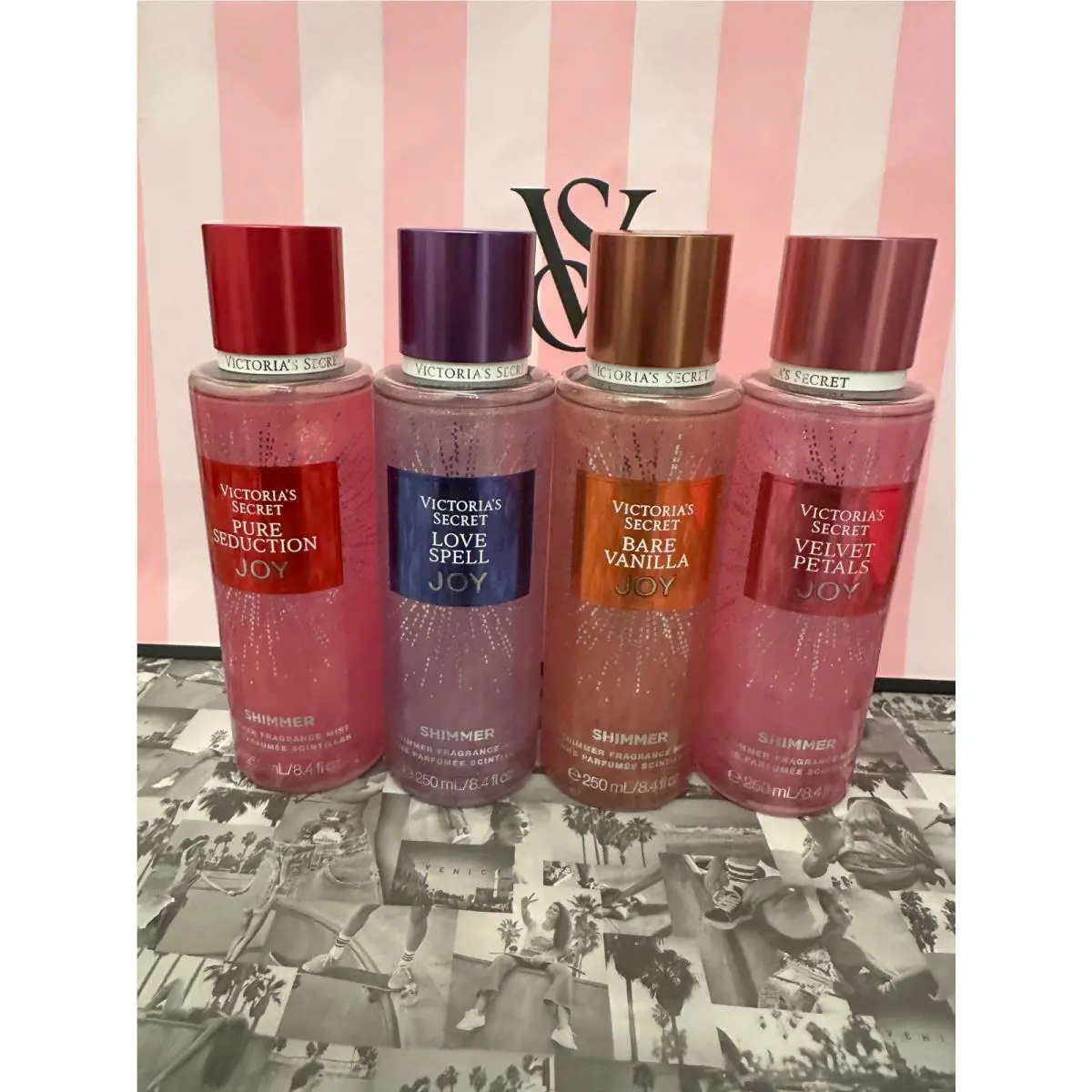 4 Victoria`s Secret Joy Fragrance Body Mist 8.4 Fl.oz Love Pure Velvet Bare