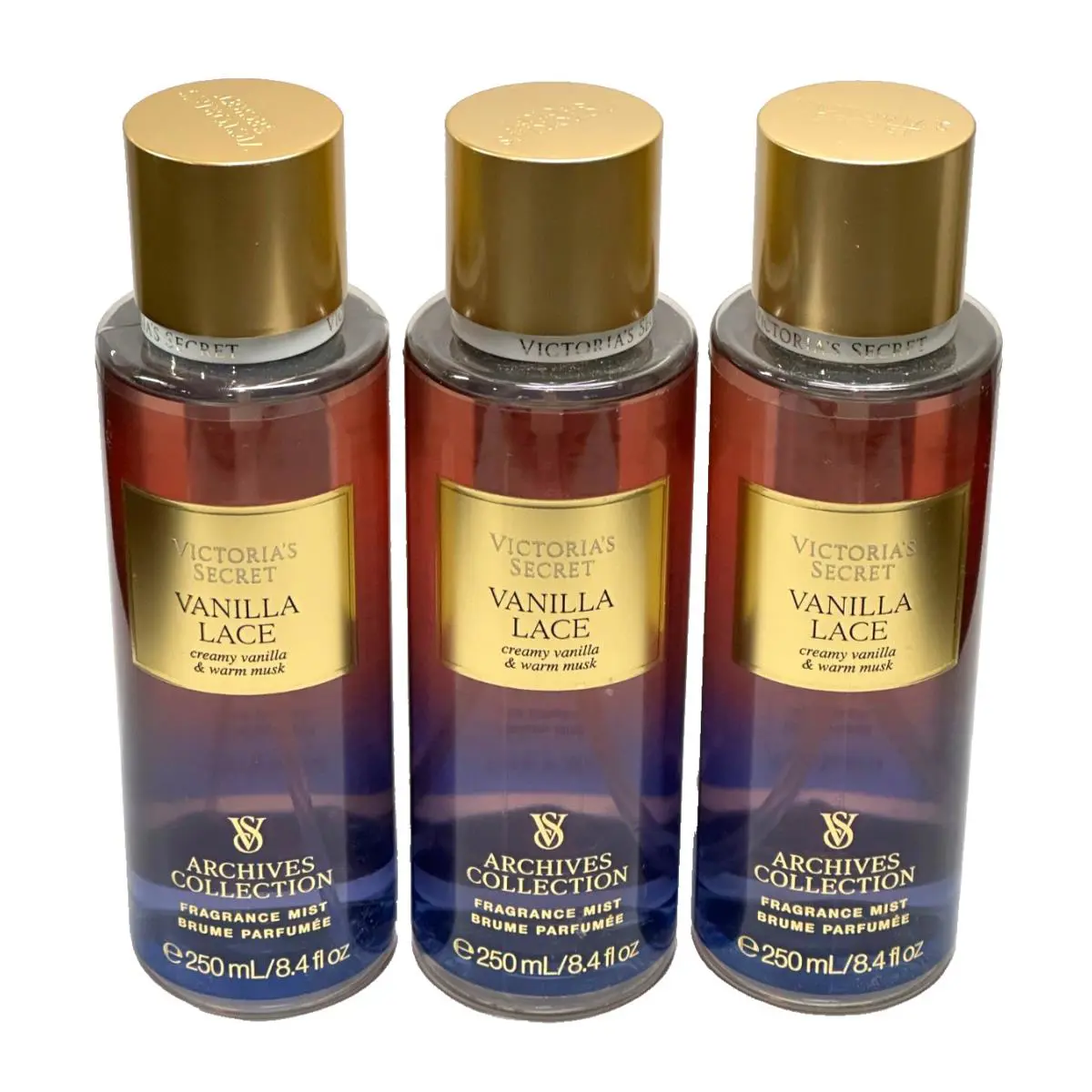3 Victoria`s Secret Vanilla Lace Archives Collection Fragrance Mist Spray 8.4 OZ