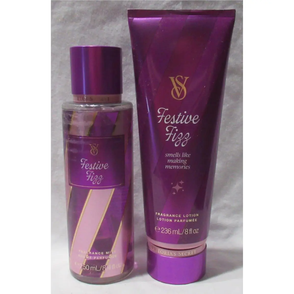 Victoria`s Secret Fragrance Mist Lotion Set Lot of 2 Festive Fizz