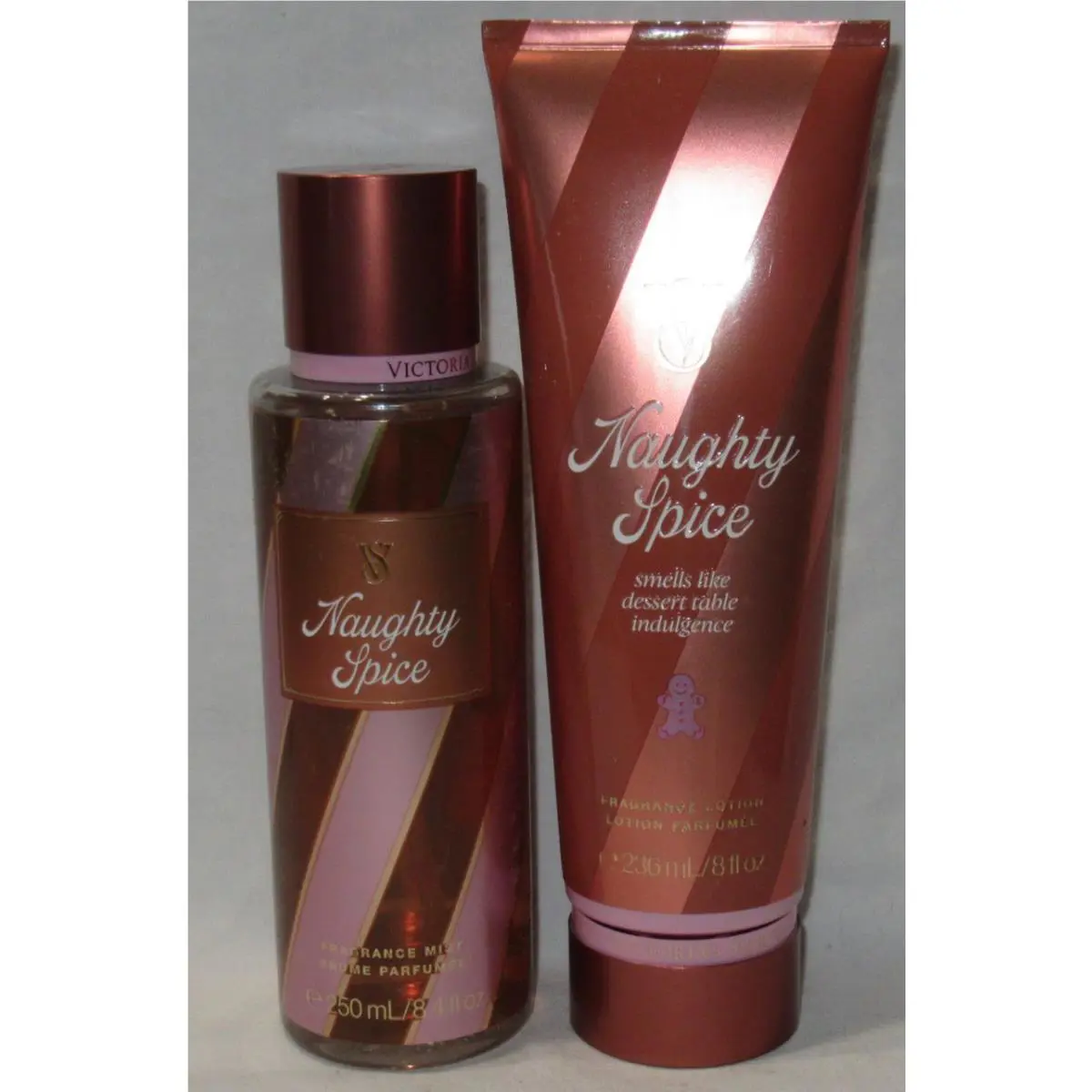 Victoria`s Secret Fragrance Mist Lotion Set Lot of 2 Naughty Spice