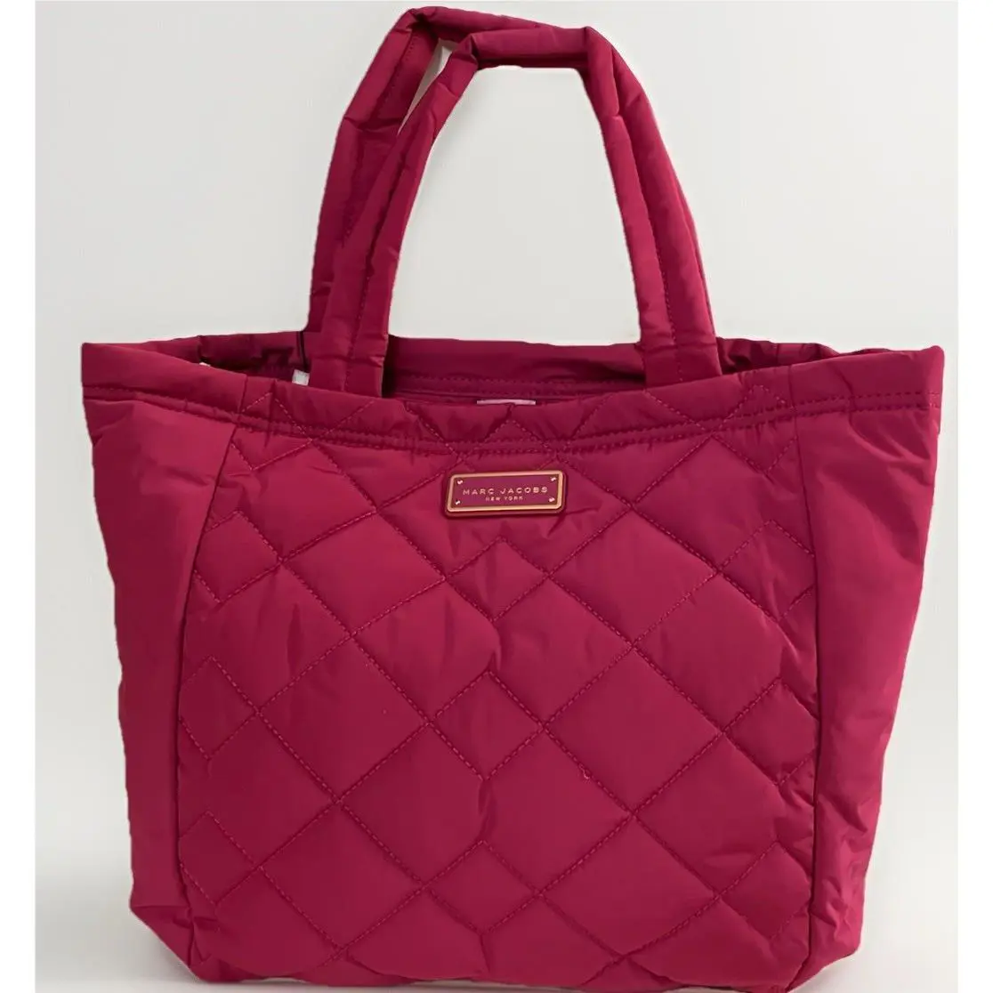 Marc Jacobs Quilted Preppy Nylon Workwear Shoulder Tote Bag Pink
