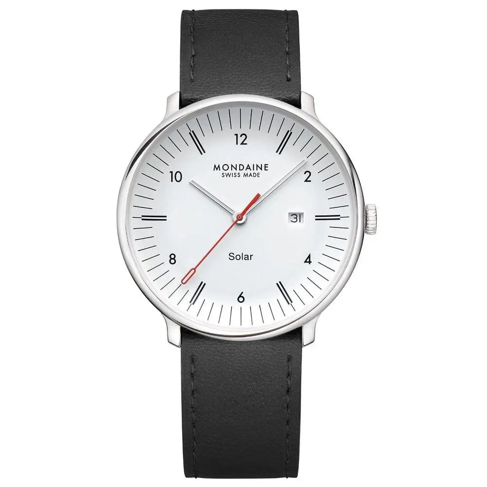 MLE.41910.LBV Doppio 41 mm Steel Black Leather Solar Men`s Watch by Mondaine