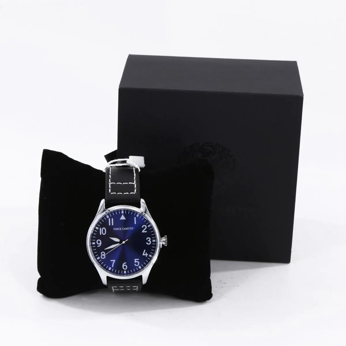 VCW2200MF Aldo Blue Dial Black Band Quartz 42mm Watch PZ2003546 by Vince Camuto
