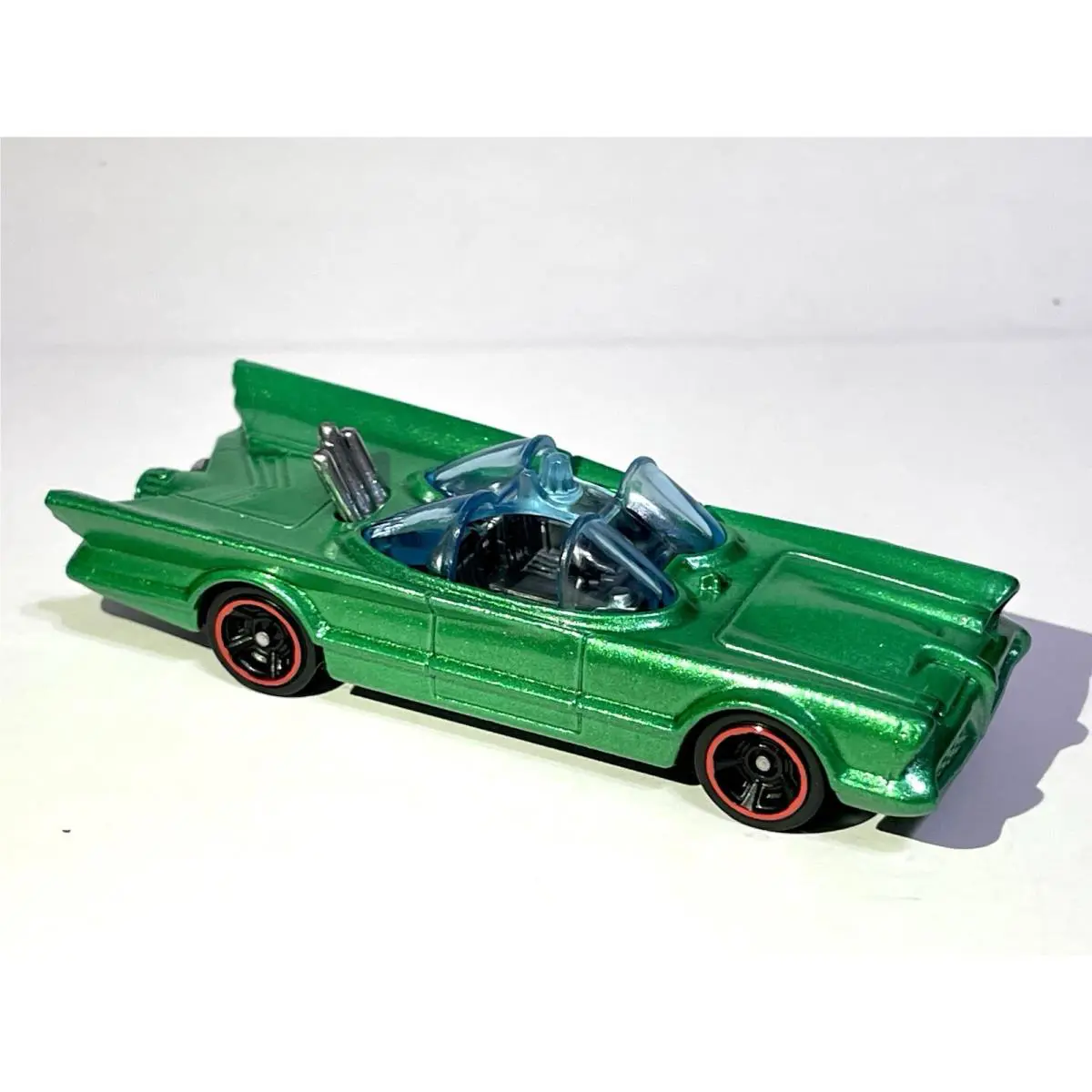 Custom Made Metallic Green Batmobile DC Comics W/ Redline Wheels Diecast 1:64