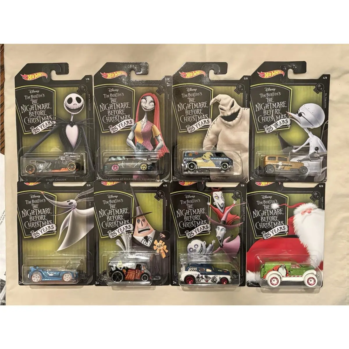 Hot Wheels Disney The Nightmare Before Christmas 25 Years 8 Car Set Complete