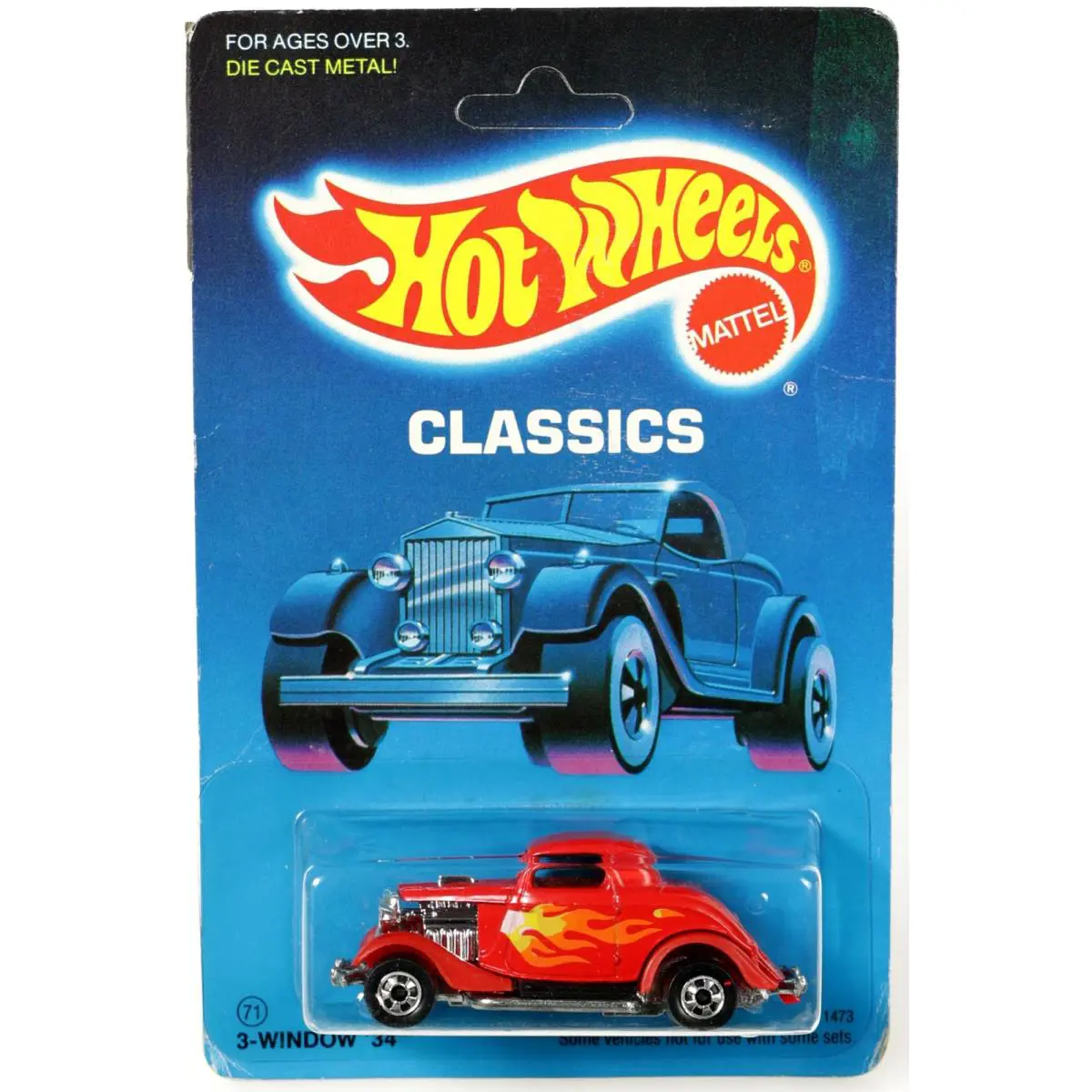 Vintage Hot Wheels 3-Window `34 Classics Series - 1473 Nrfp 1986 Red BW 1:64