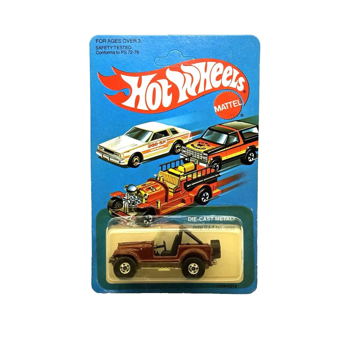 Hot Wheels 1982 Jeep CJ-7 No. 3259-0210 Malaysia Unpunched Card