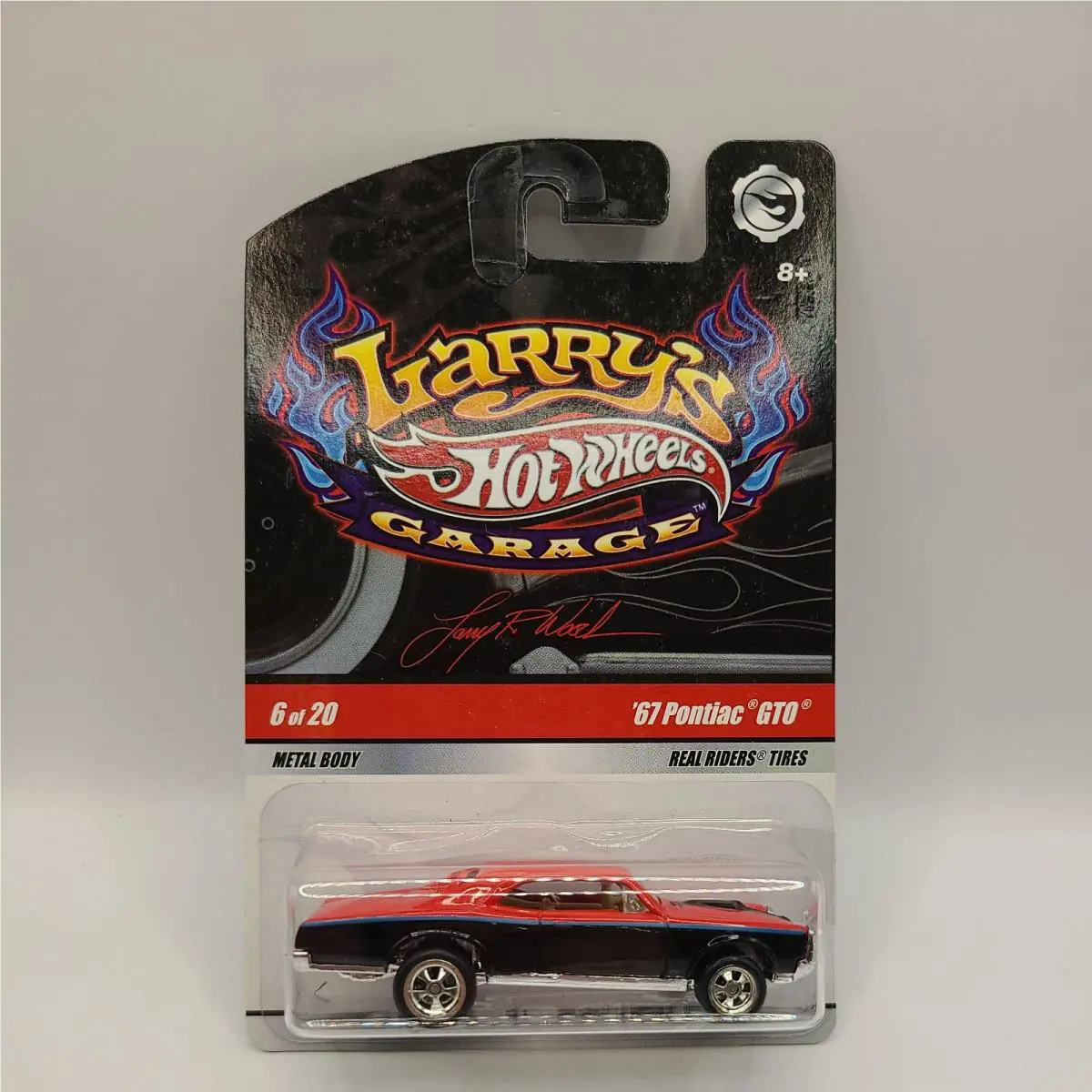 Hot Wheels Larry`s Garage 67 Pontiac Gto Car Red Black Blue Stripe