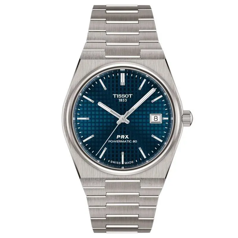 Tissot Prx Titanium 38mm Blue Dial Men`s Watch T1378074404100 - Dial: Blue, Band: Titanium, Bezel: Titanium