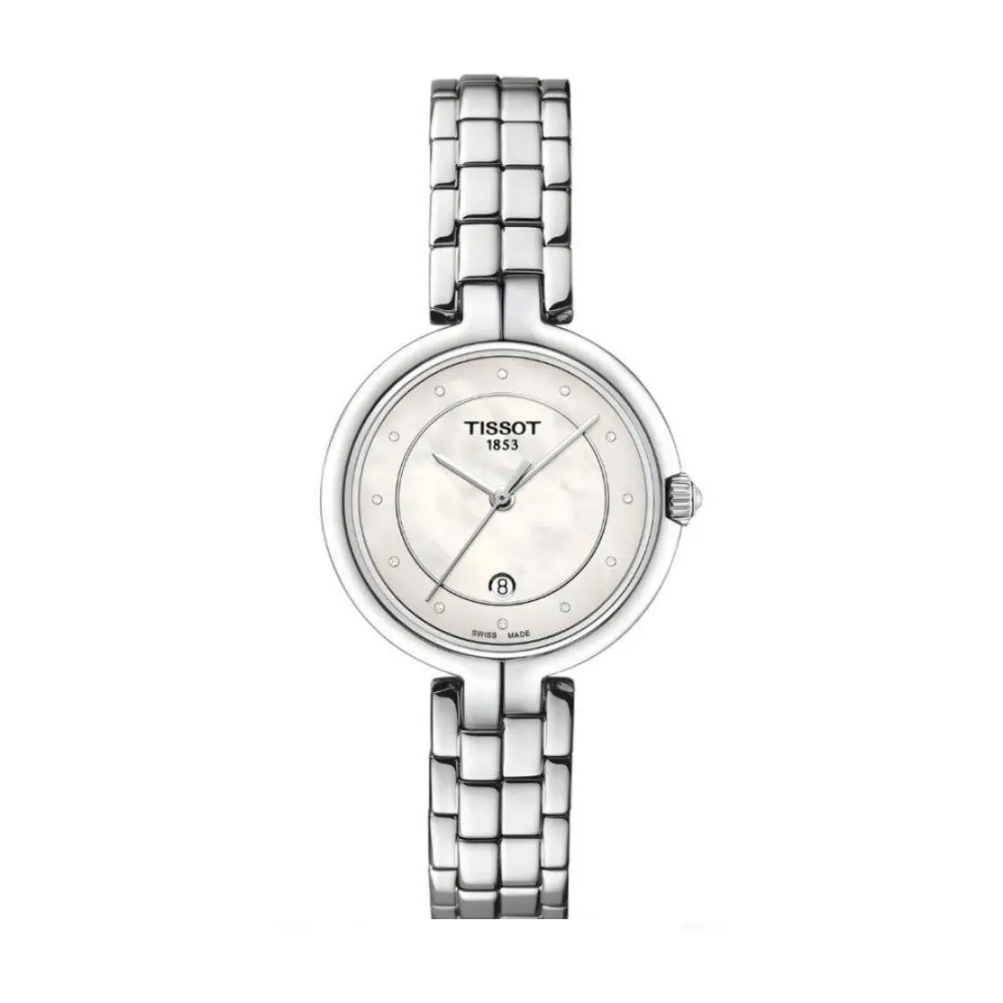 Tissot Flamingo Women`s Mother-of-pearl Dial Quartz Watch T094.210.11.116.02 - Face: White, Dial: White, Band: Silver