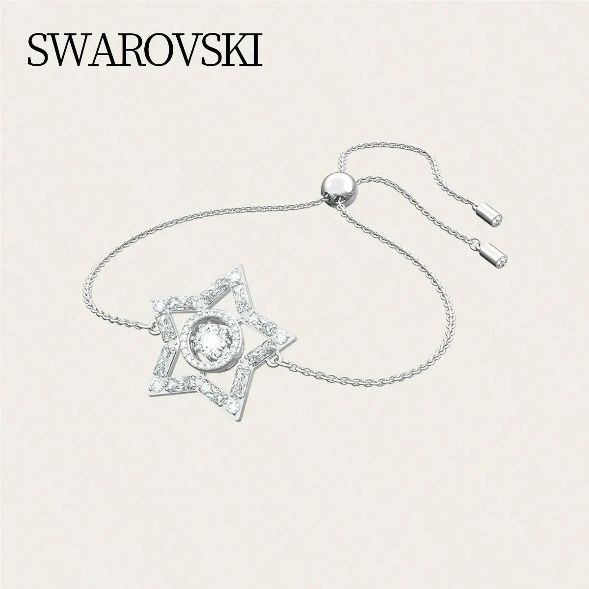 Swarovski Stella Adjustable Bracelet Star White Rhodium Plated- 5617881 New/box
