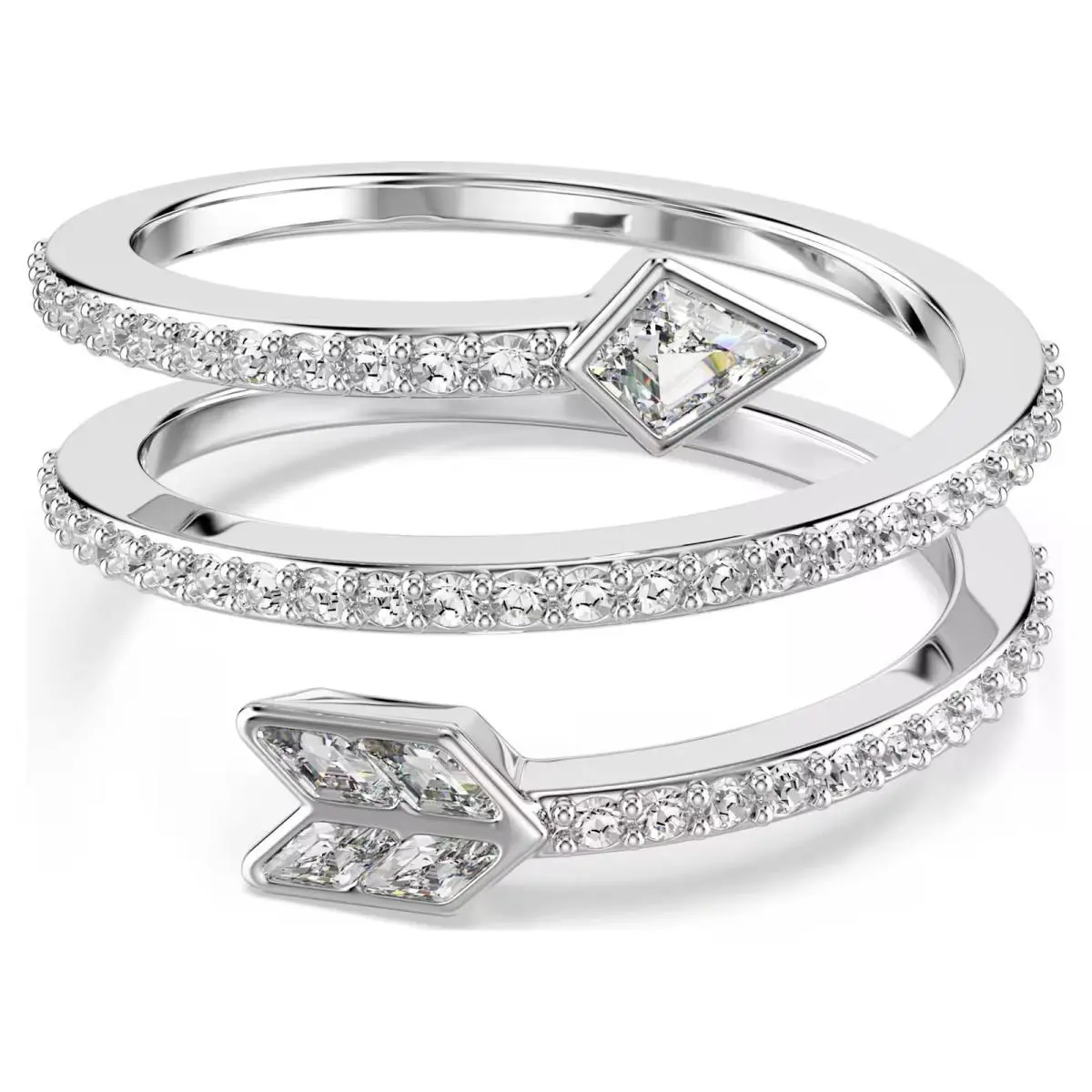 Swarovski Idyllia Motif Ring Mixed Cuts Arrow White Rhodium 5741528 Size 6.75