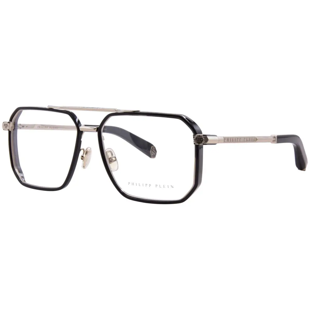 Philipp Plein VPP197M O8FF Eyeglasses Women`s Shiny Grey Gold Full Rim 58mm - Frame: Gold
