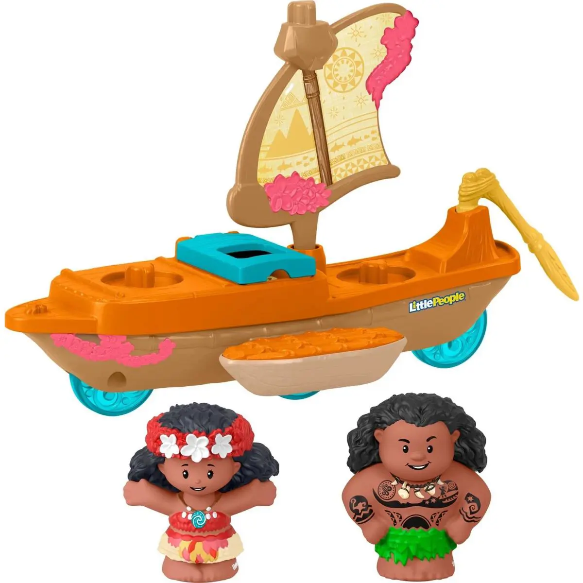 Disney Moana and Maui Little People Toy Sailboat Playset For Toddlers
