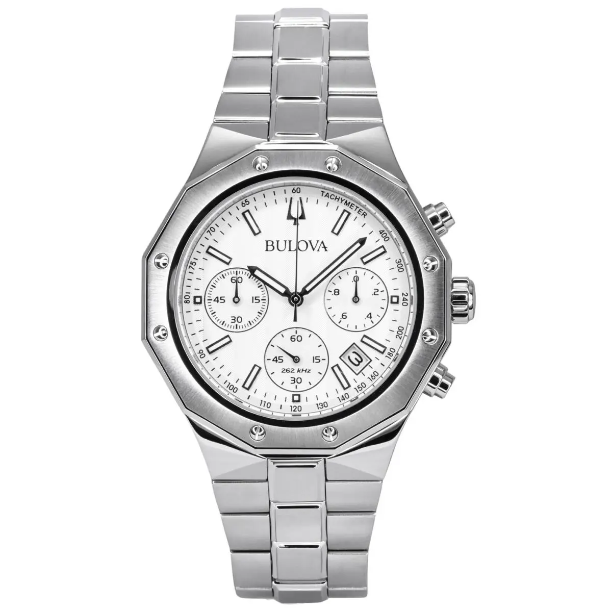Bulova Classic Precisionist Chronograph Silver Dial Quartz 100M Men`s Watch 96B4