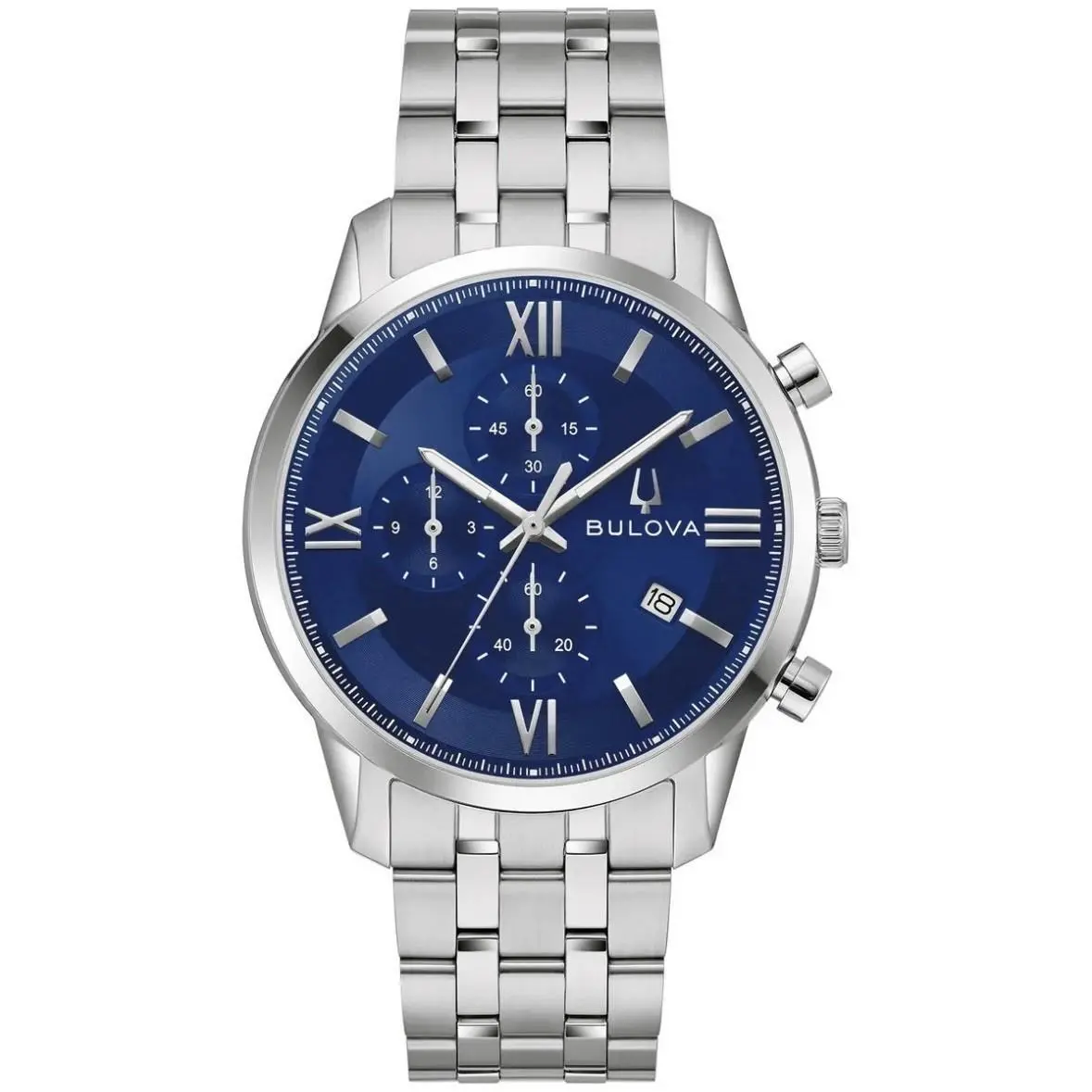 Bulova Sutton Chronograph Blue Dial Stainless Steel Men`s 41mm 96B476 Neww/otags