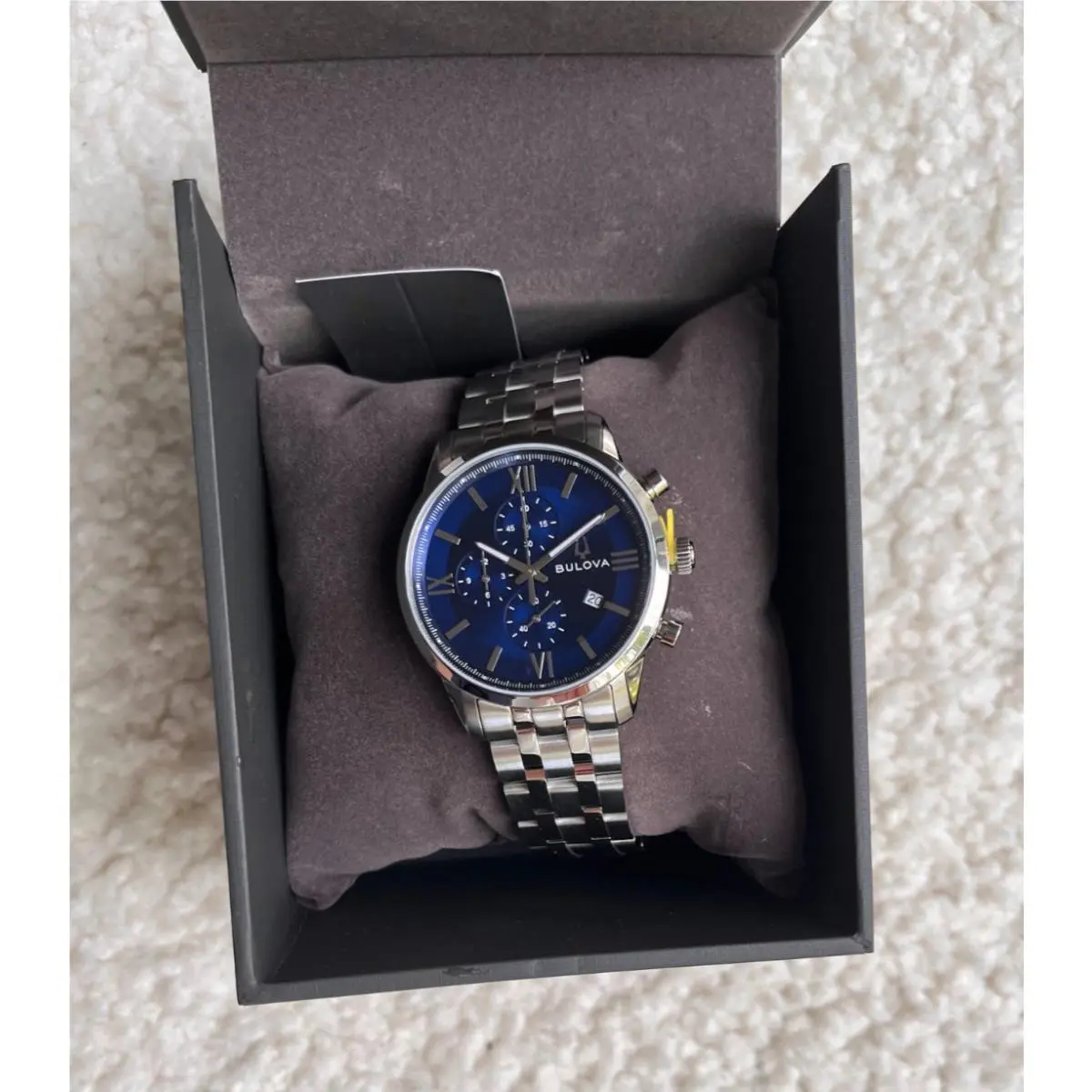 Sutton Chronograph Blue Dial Stainless Steel Men`s 41mm Watch 96B476 by Bulova