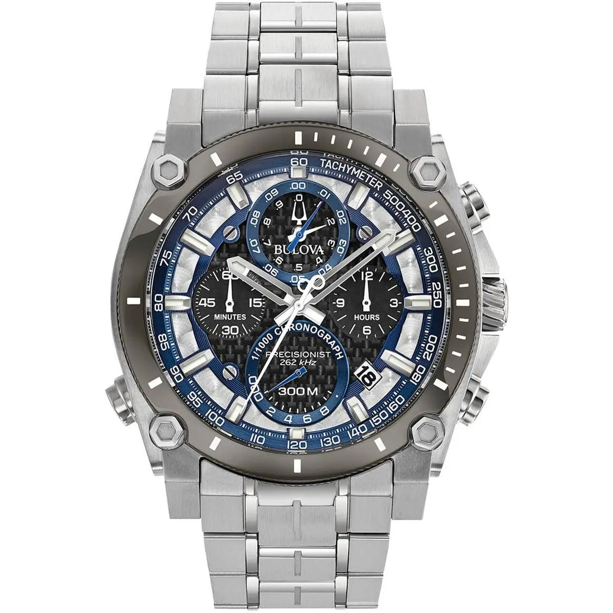 Man`s Precisionist Chronograph Carbon Dial Icon Watch 98B316 by Bulova