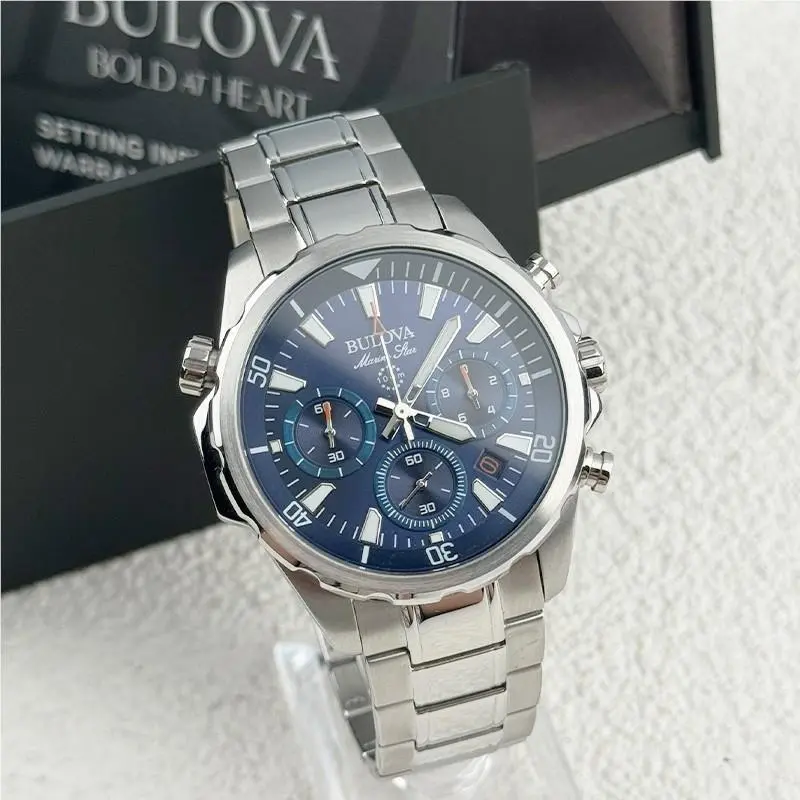Bulova Marine Star 96B256 Blue Dial Men’s Chronograph Quartz Watch 43mm