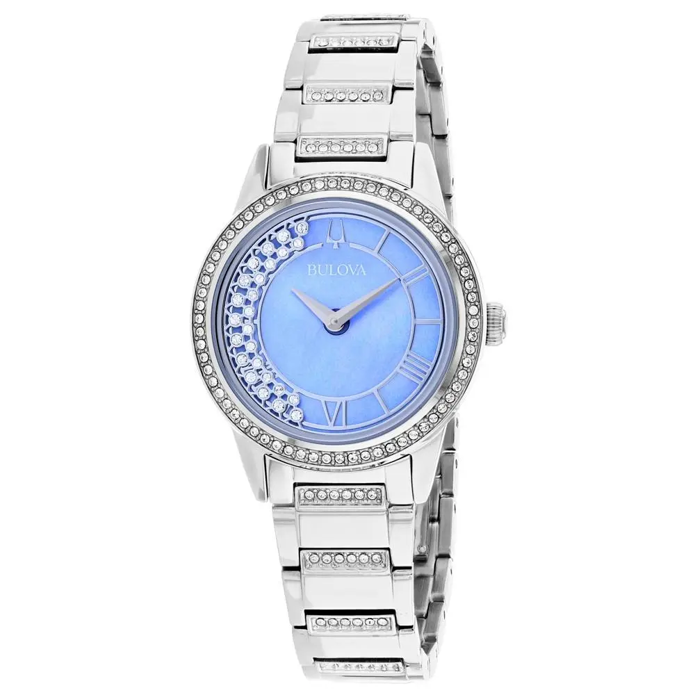 Bulova Women`s Turnstyle Blue Mother of Pearl Dial Watch - 96L260