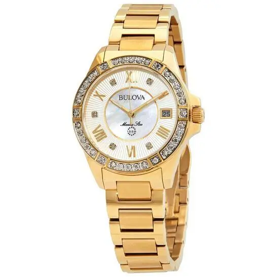 Bulova 98R235 Bulova Marine Star Crystal Watch Gold Tone - Gold
