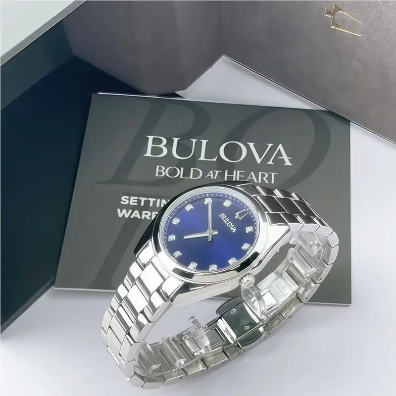 Bulova Surveyor Diamond Blue Dial Stainless Steel Strap Women`s Watch 96P229