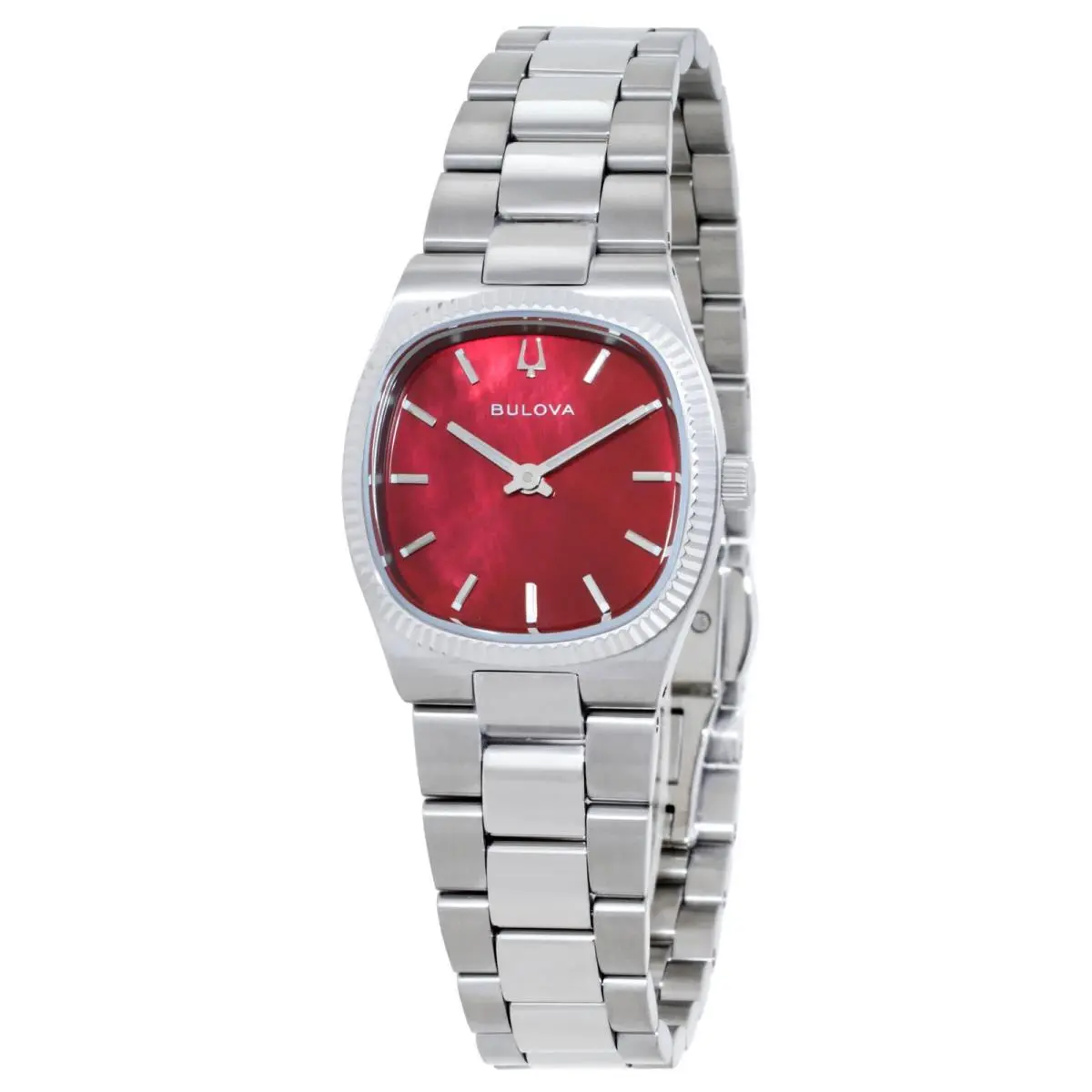 Bulova Super Seville Mini Quartz Red Mop Dial Ladies Watch 96L354