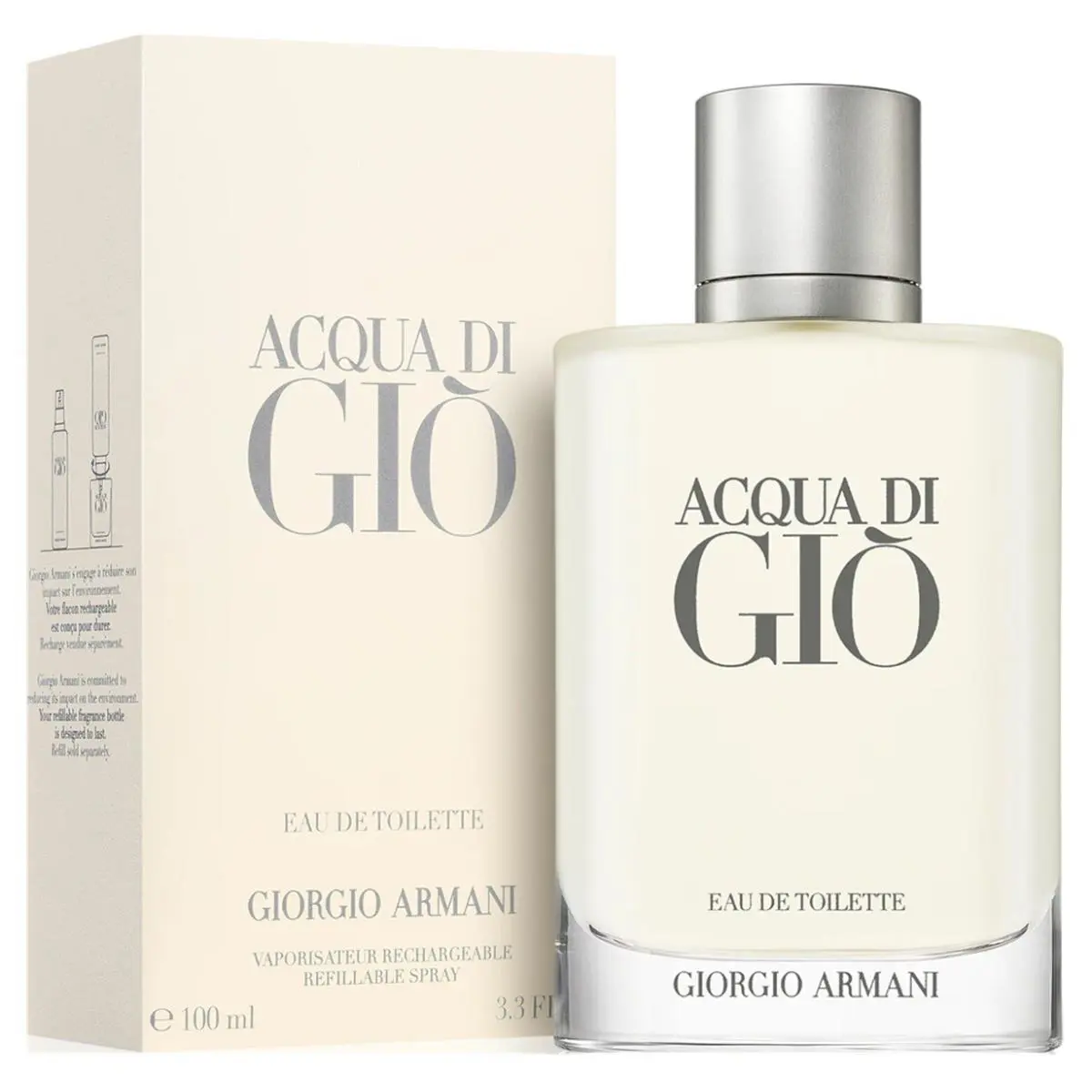 Giorgio Armani Acqua Di Gio For Men Cologne 3.3 Oz 100 ml Edt Spray Refillable