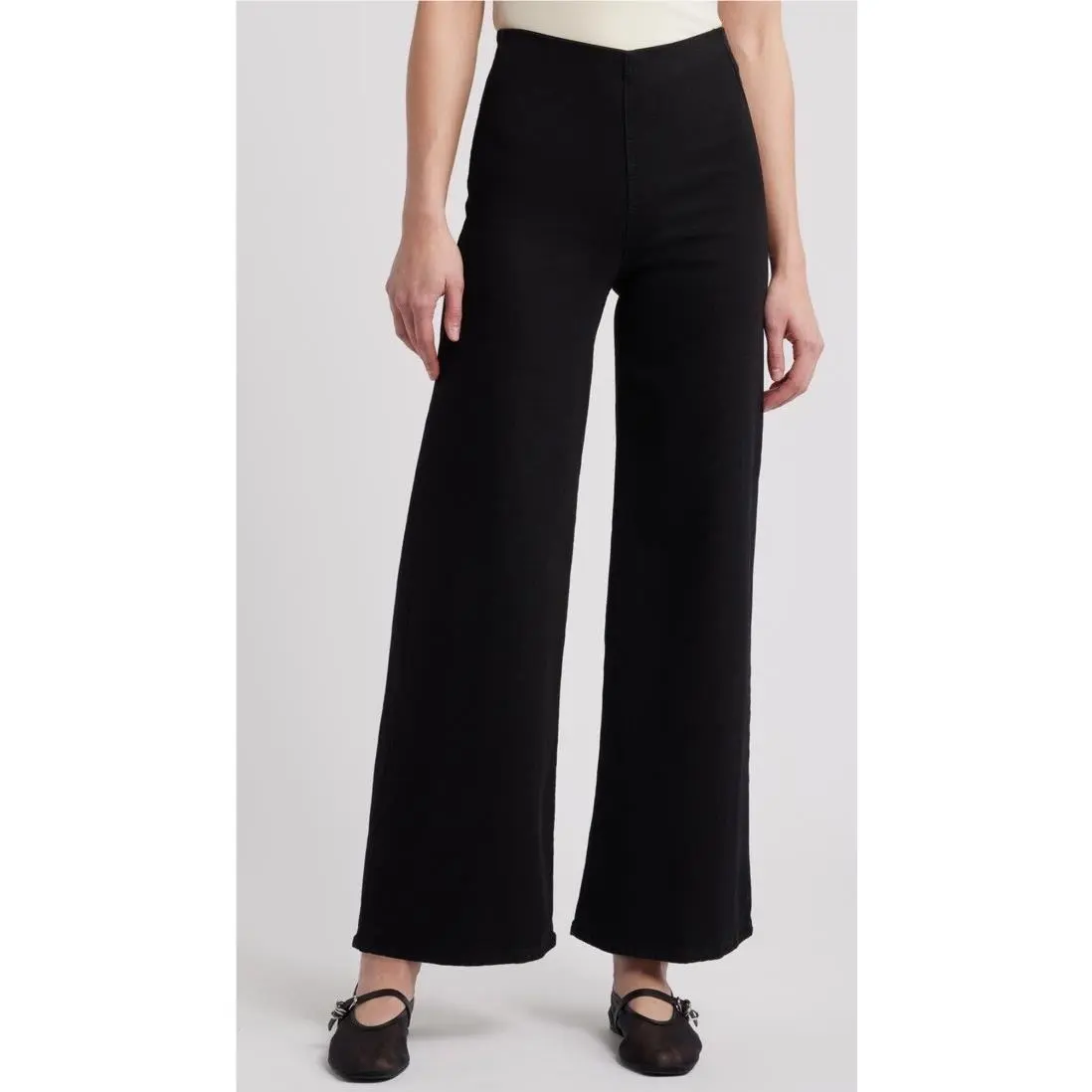 Rag Bone Epic Sofie High-rise Wide Leg Ankle Pull On Jean Black Large