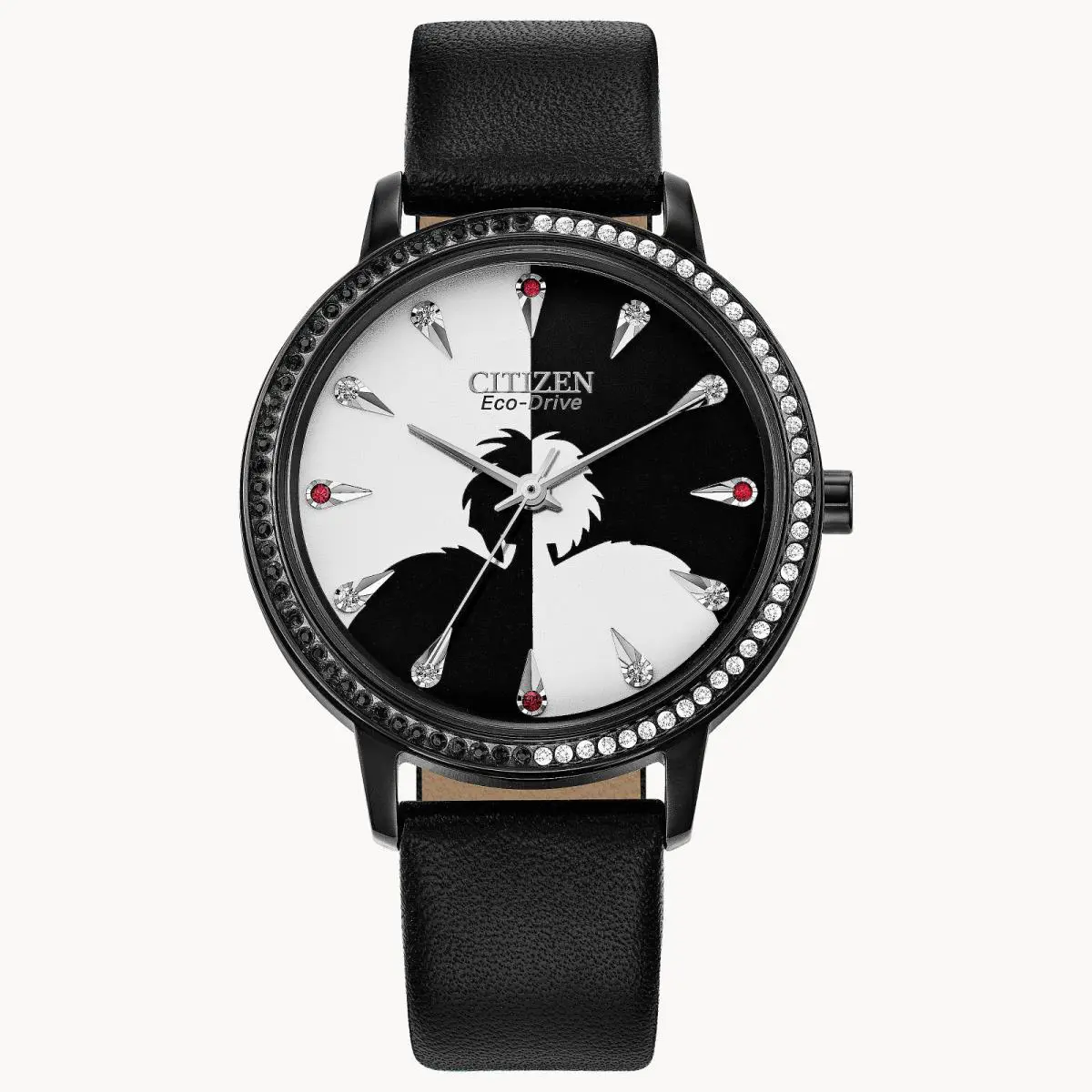 Citizen Cruella De Vil Disney Villains Crystal Black Strap Watch FE7045-09W
