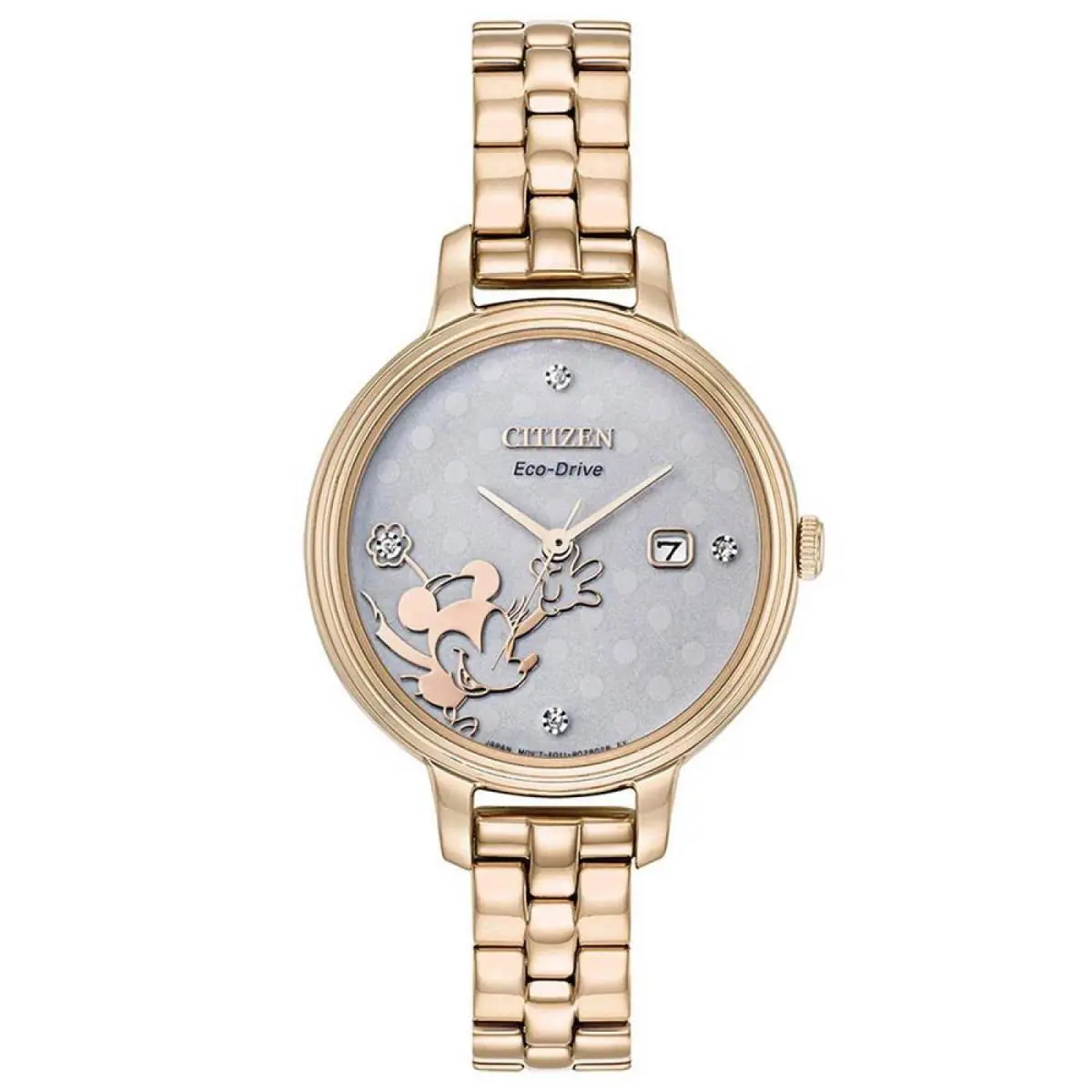 Citizen Eco-drive Disney Minnie Mouse Rose Gold Tone Diamond Watch EW2448-51W