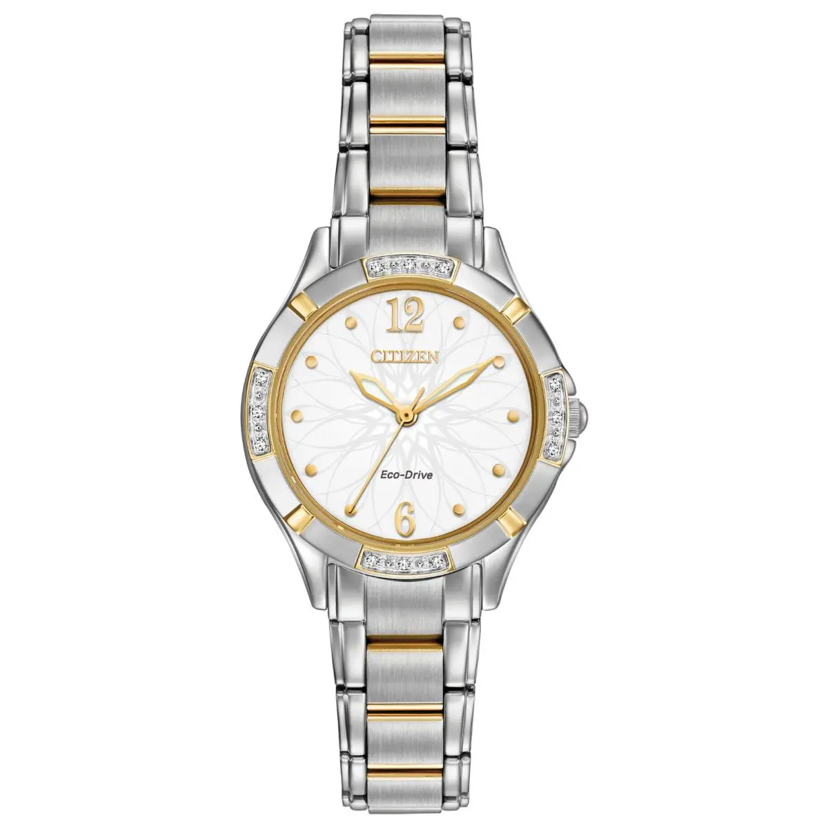 Citizen Women`s `eco-drive Diamond` Quartz SS Dress Watch EM0454-52A - Dial: White, Band: Silver