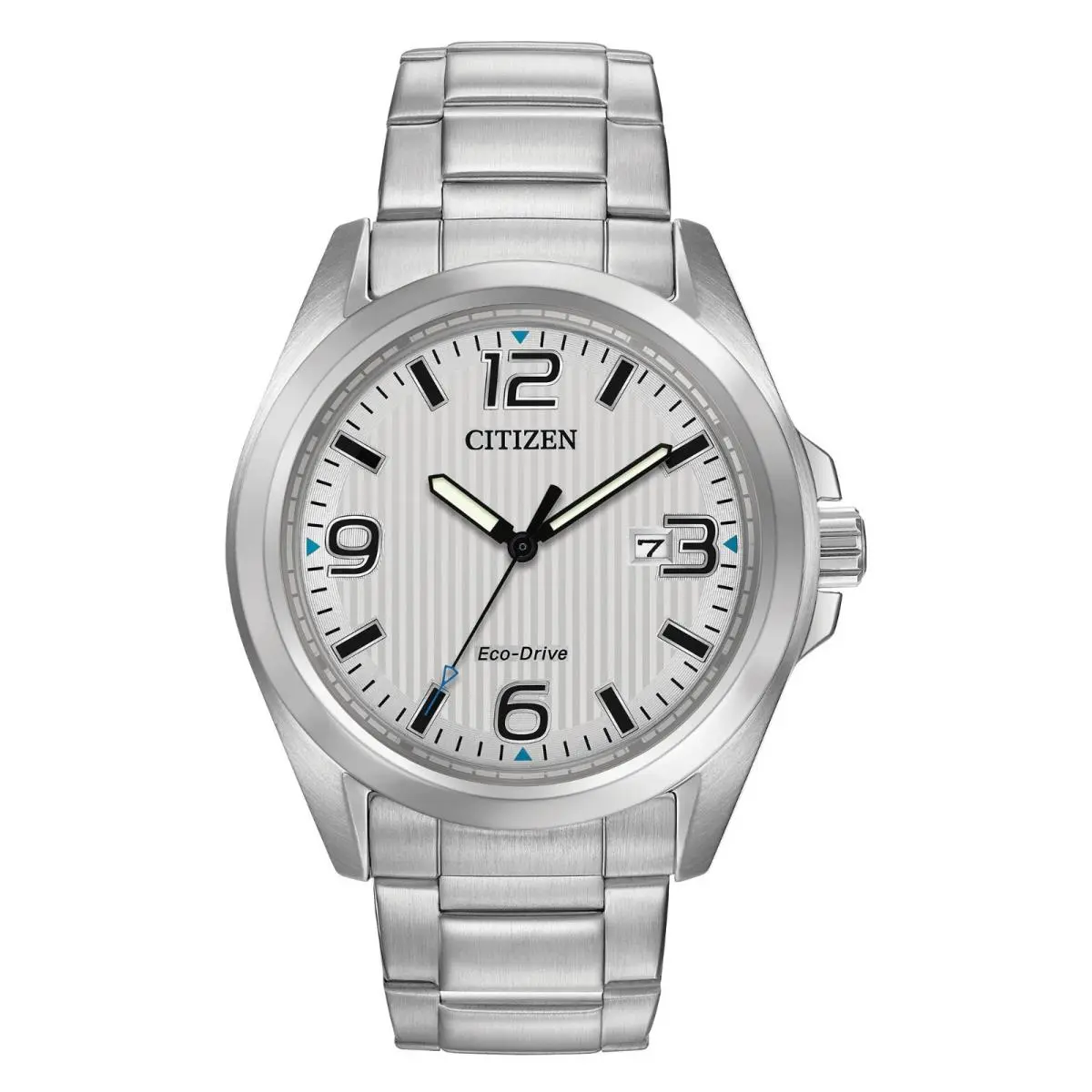 Citizen Eco-drive Men`s Chandler Silver Dial Bracelet Watch 43mm AW1430-86A - Dial: Silver, Band: Silver, Bezel: Silver